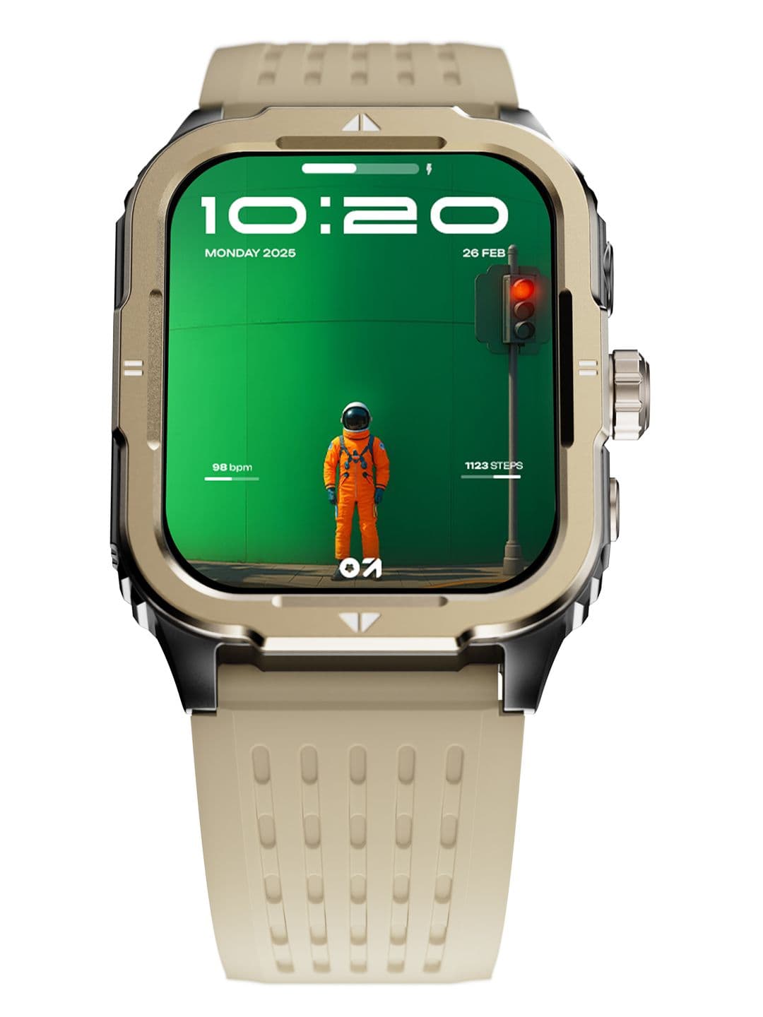 GOBOULT Tuff Rivet Smartwatch with 1.9 HD Display, Working Crown & Quick Access Torch