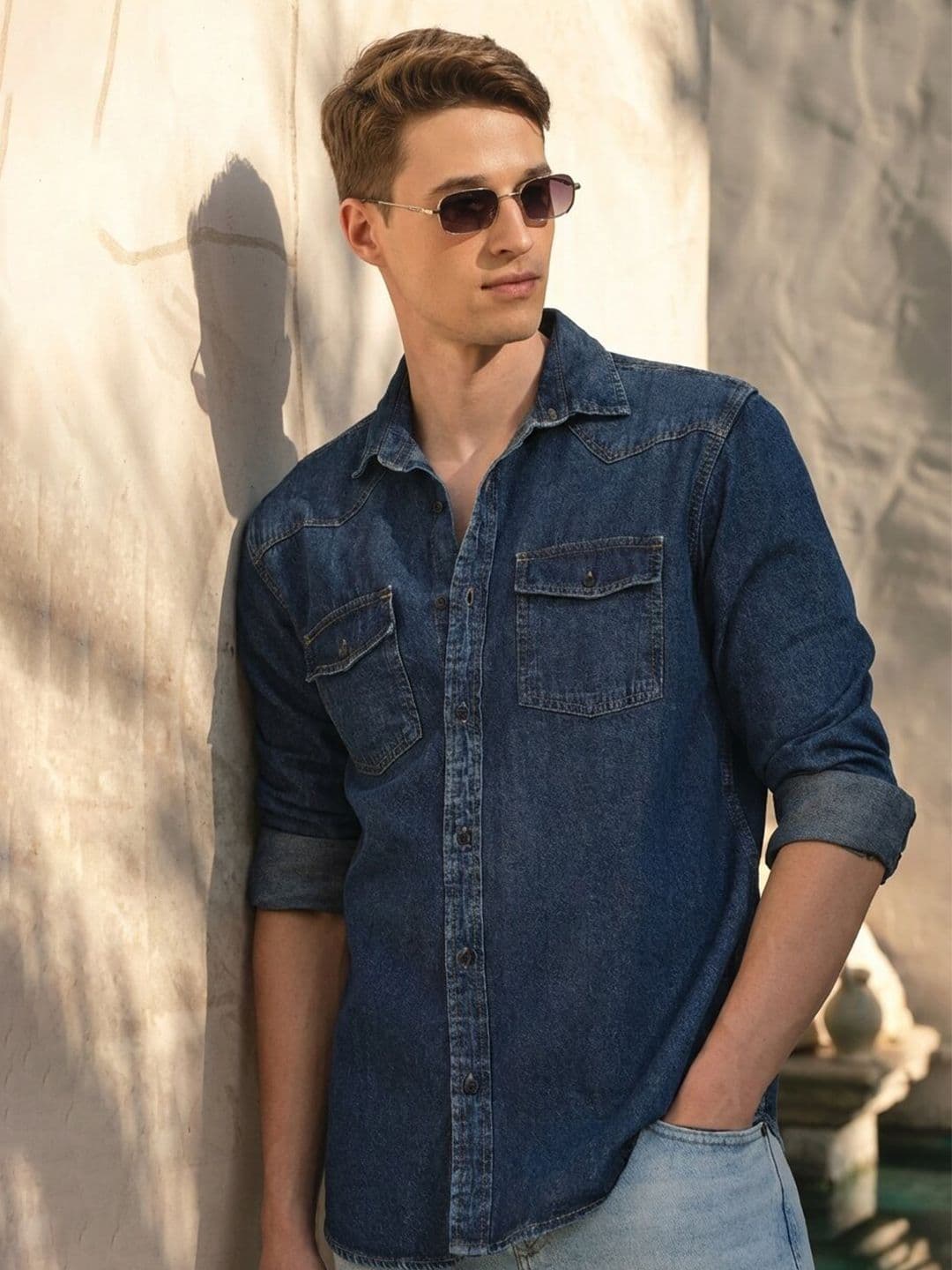 Bene Kleed Men Regualar Fit Double Pocket Denim Shirt - view 1