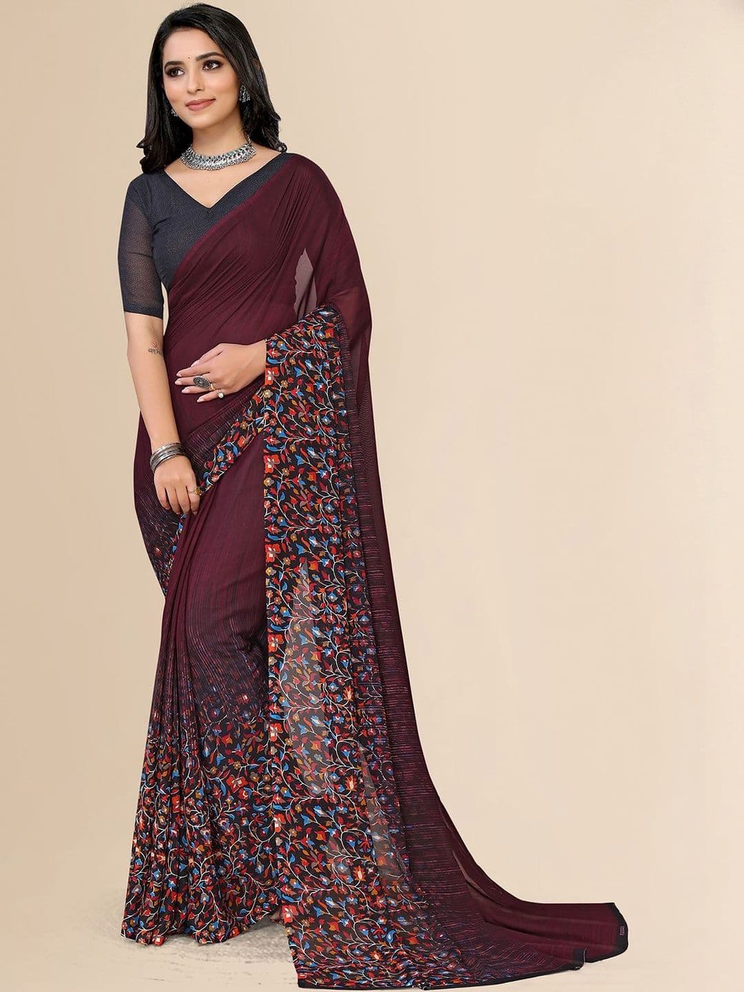 SZN Floral Print Daily Wear Georgette Sarees - view 1
