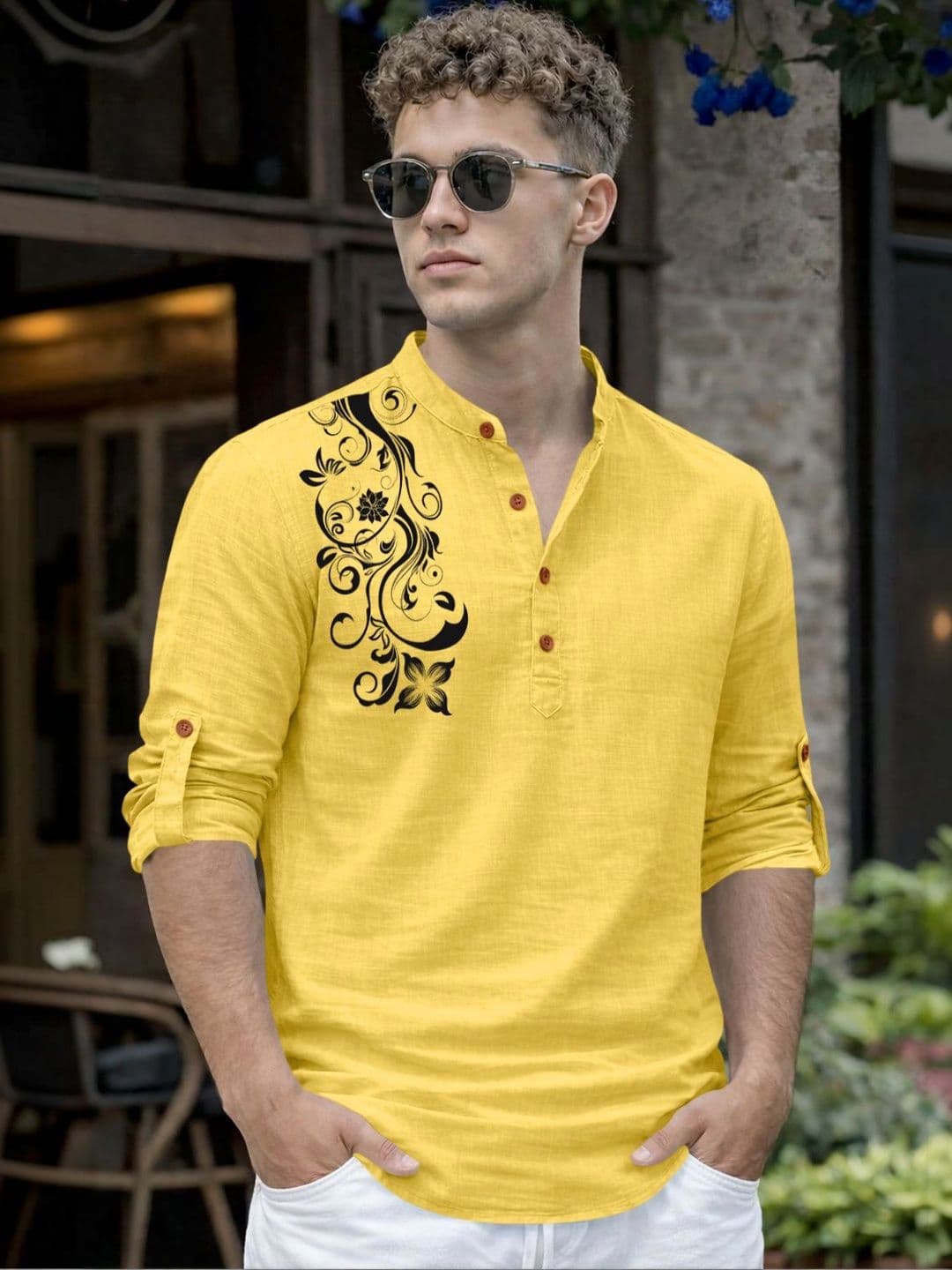 ZELINCO Men Thread Work A-Line Kurta - view 1