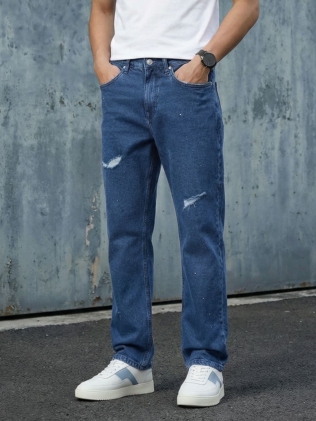 Aeropostale Men Relaxed Fit Mid-Rise Light Fade Printed Stretchable Jeans - view 1