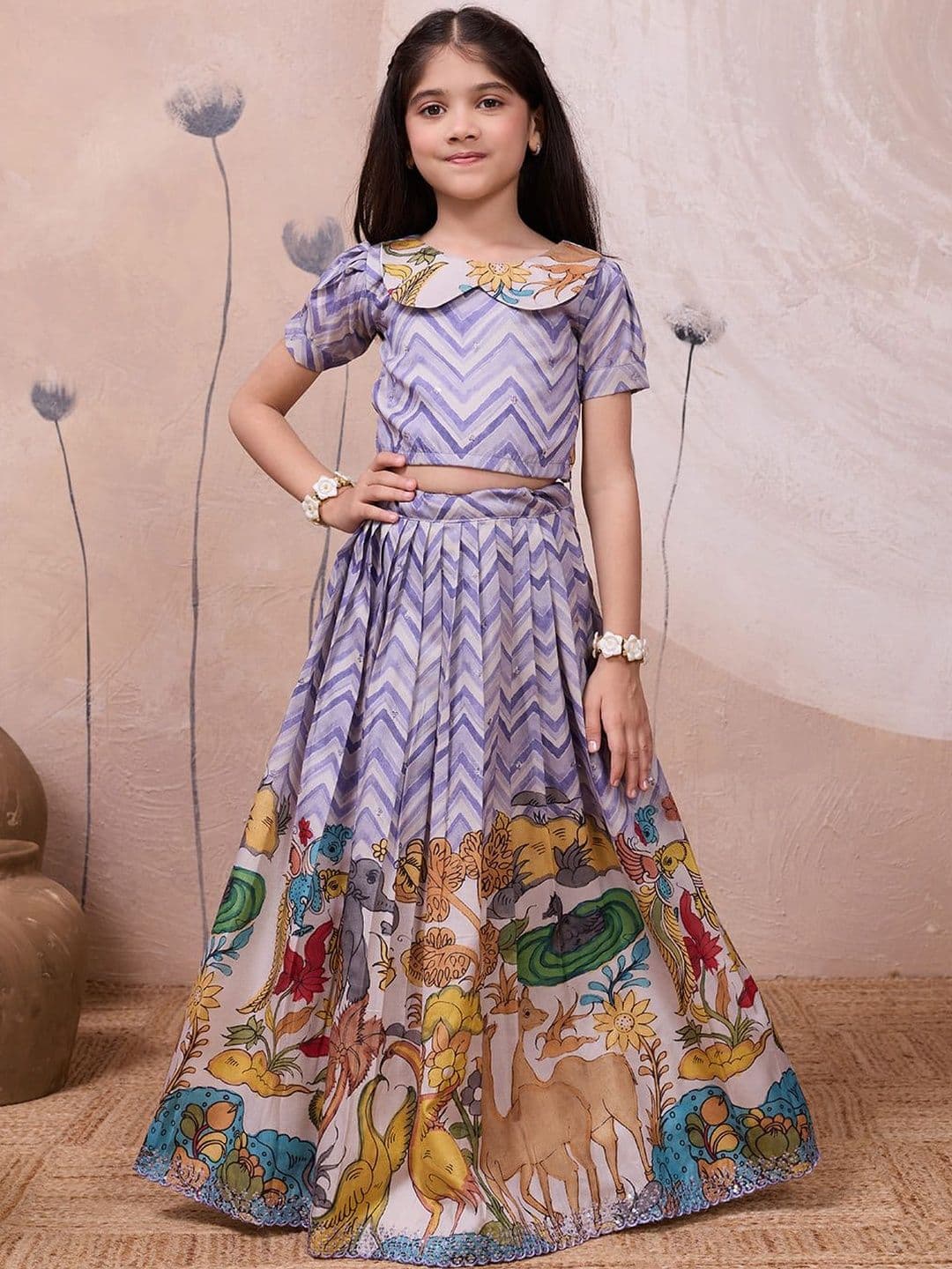 KALANANDI Girls Embellished Sequinned Ready to Wear Lehenga & - view 1