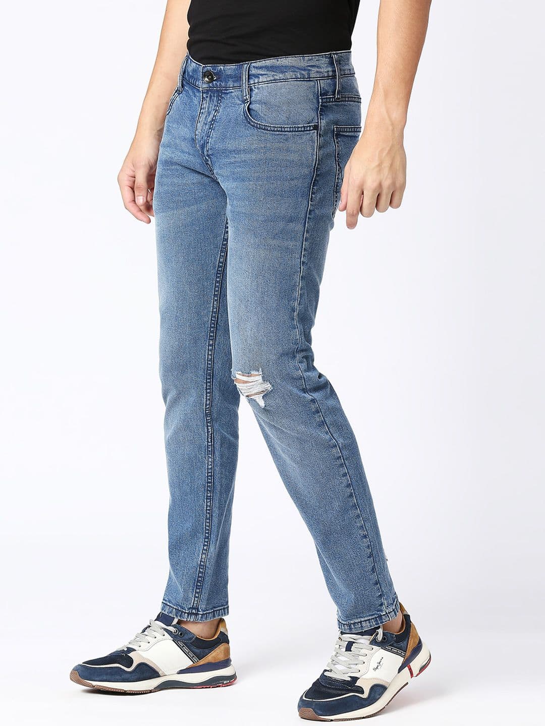 Pepe Jeans Men Slim Fit Low-Rise Low Distress Light Fade Jeans - view 1