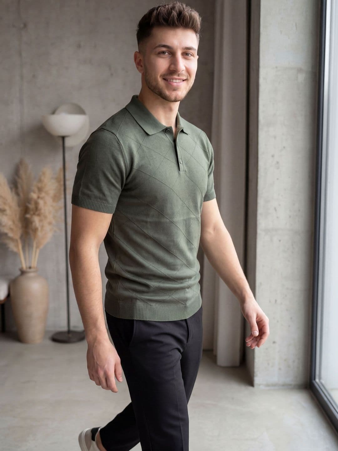 AYL Mens Polo Collor Texture Knit Tshirts - view 1