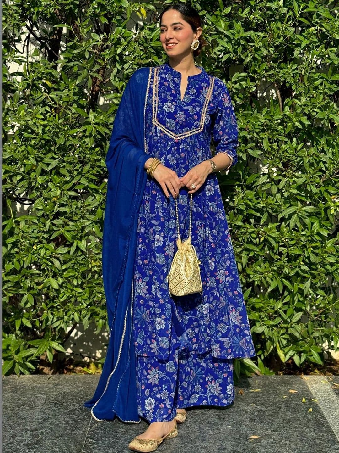 BAMSOM WEAR Women Floral Printed Panelled Kurta with Palazzos & With Dupatta - view 1