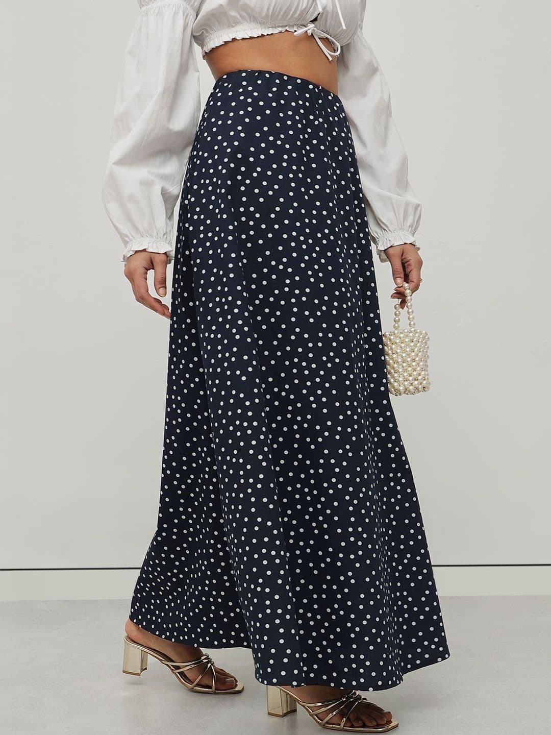 Popnetic Women Cotton Geometric Maxi A-Line Skirt - view 1
