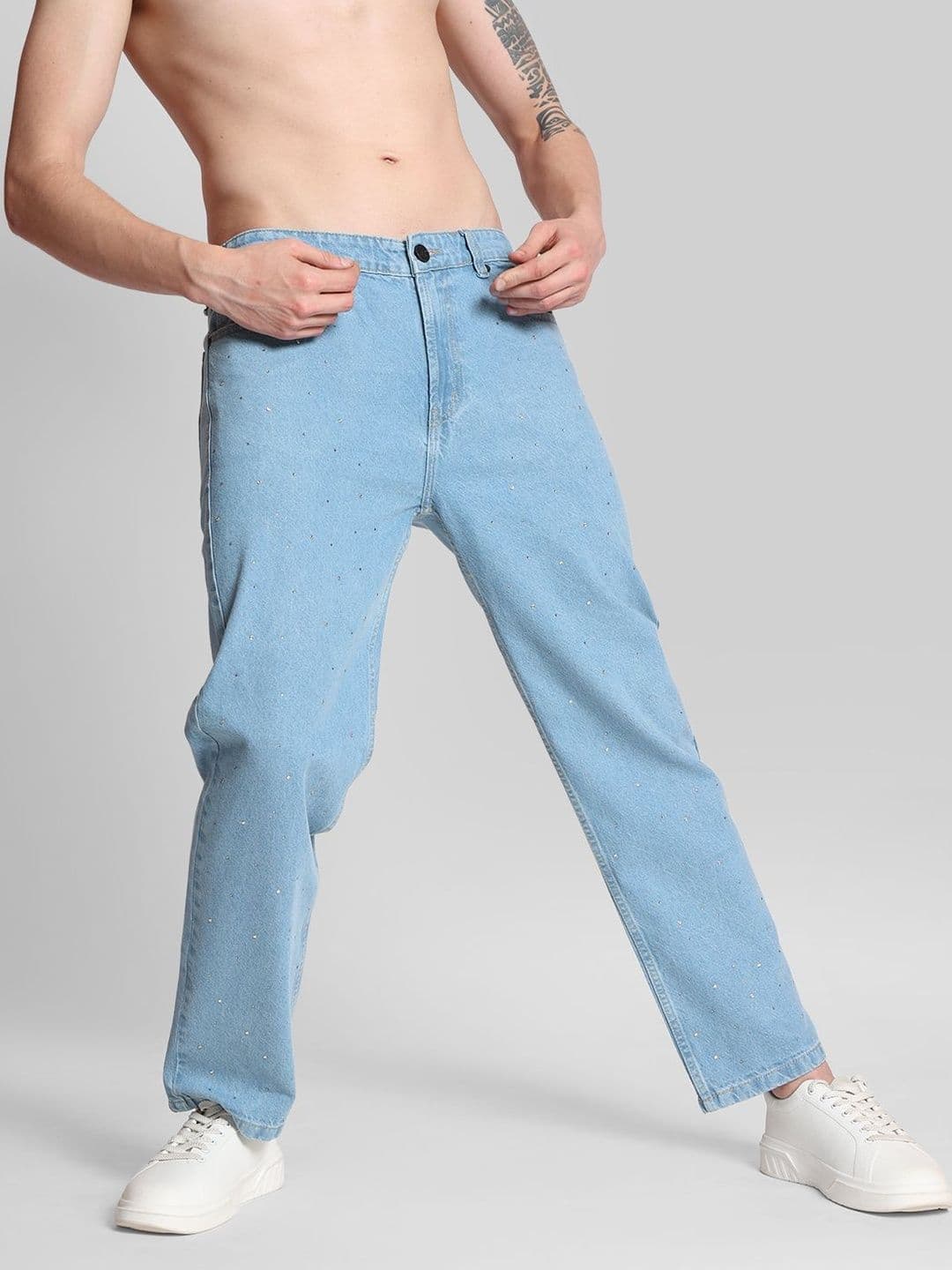 Bene Kleed Mens Relaxed Fit Stud Denim Basic Along Coin Pocket Jeans - view 1