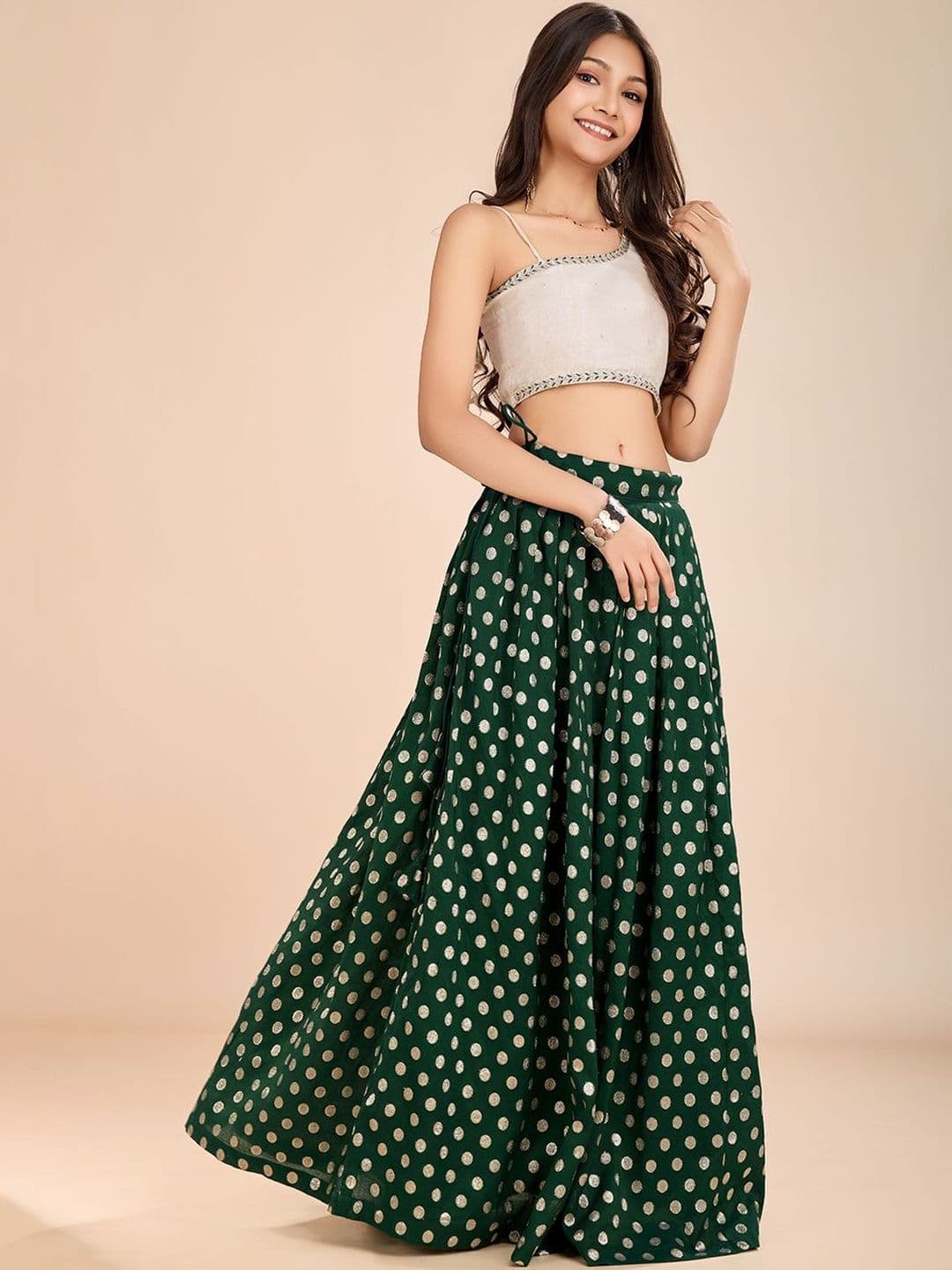 KALANANDI Girls Ready to Wear Lehenga With Top Set - view 1