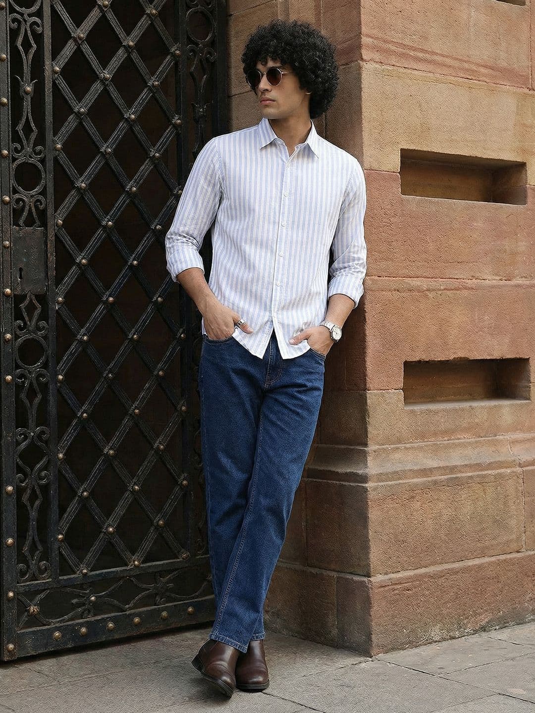 The Roadster Life Co. Slim Fit Vertical Striped Casual Shirt - view 1