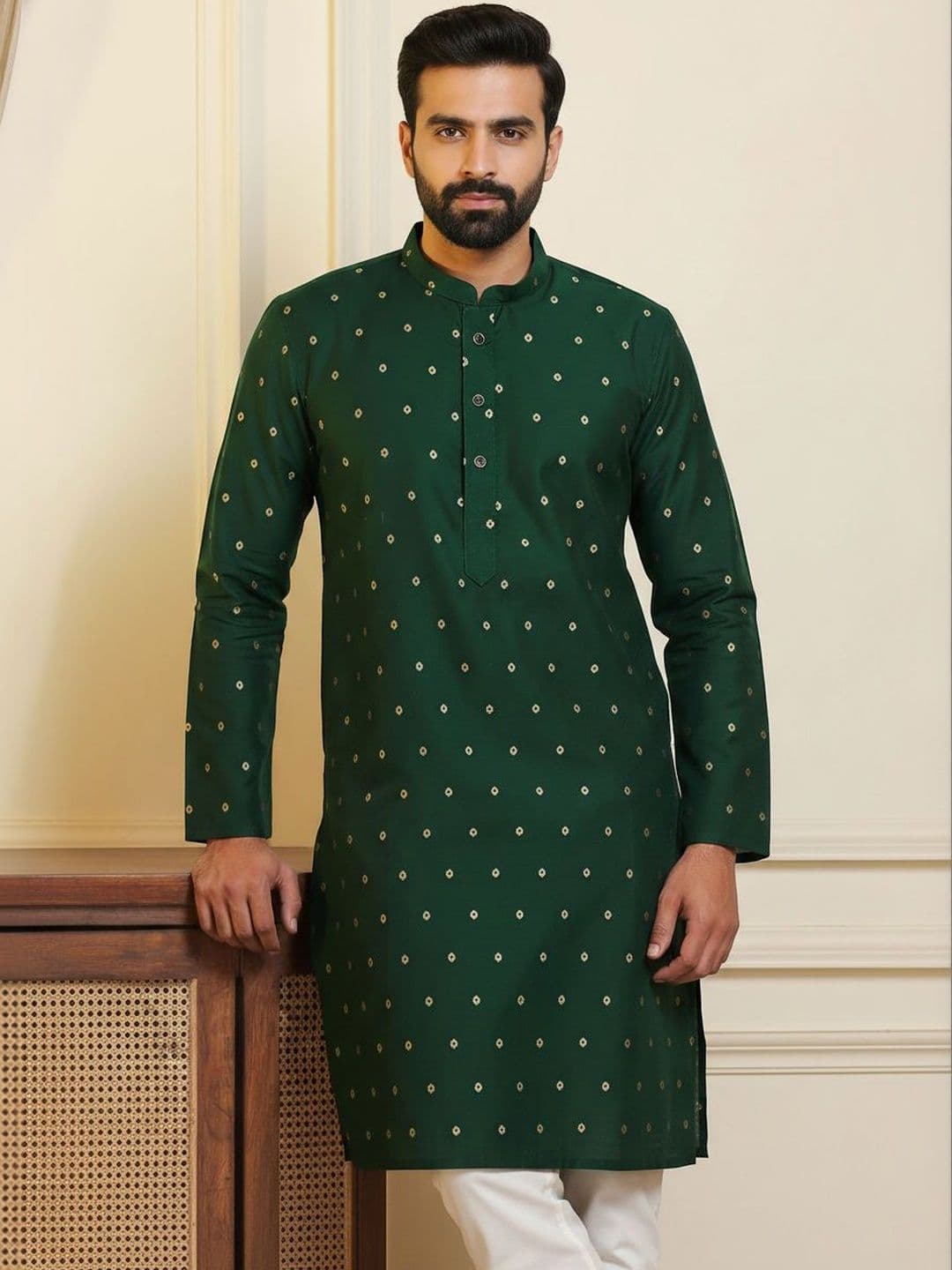 HERE&NOW Men Ethnic Motifs Embroidered Thread Work Grandeur & Majestic Artwork Kurta - view 1