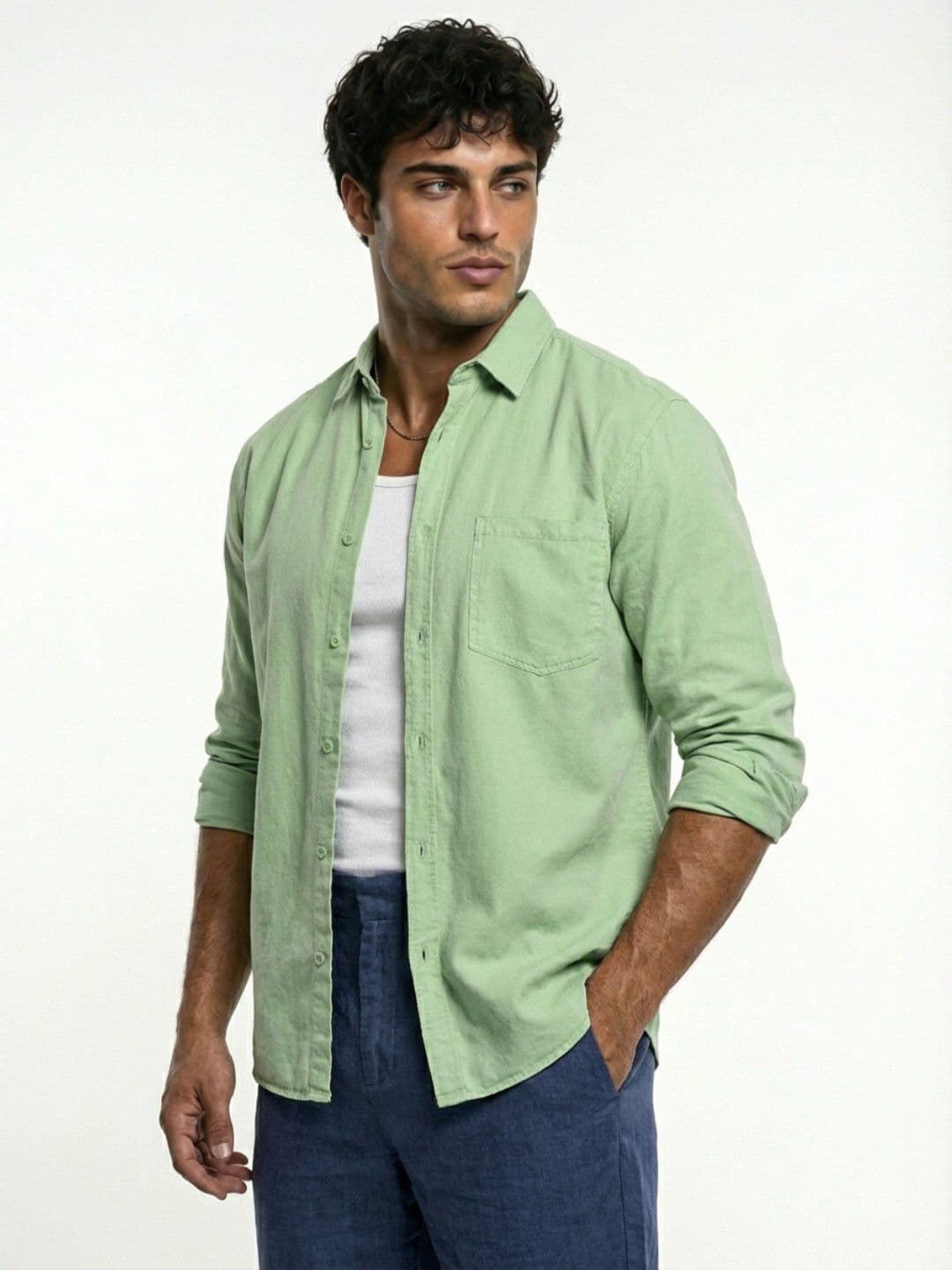 glitchez Relaxed Overdyed Button-Down Collar Casual Shirt - view 1