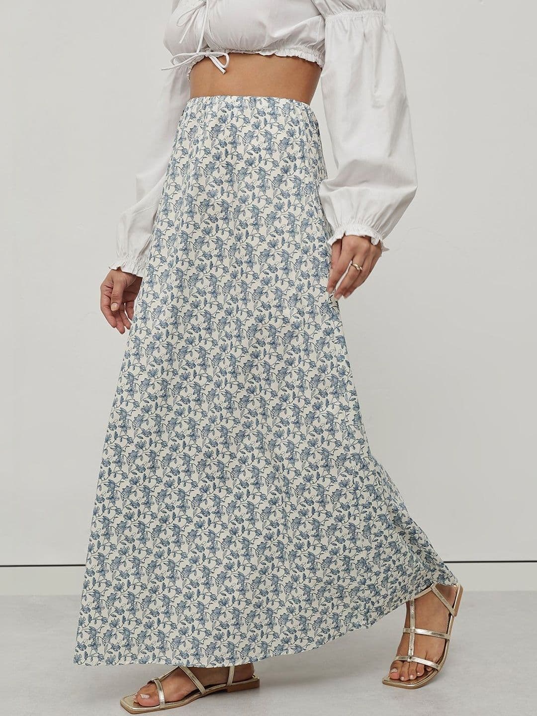 Popnetic Women Cotton Floral Maxi A-Line Skirt - view 1