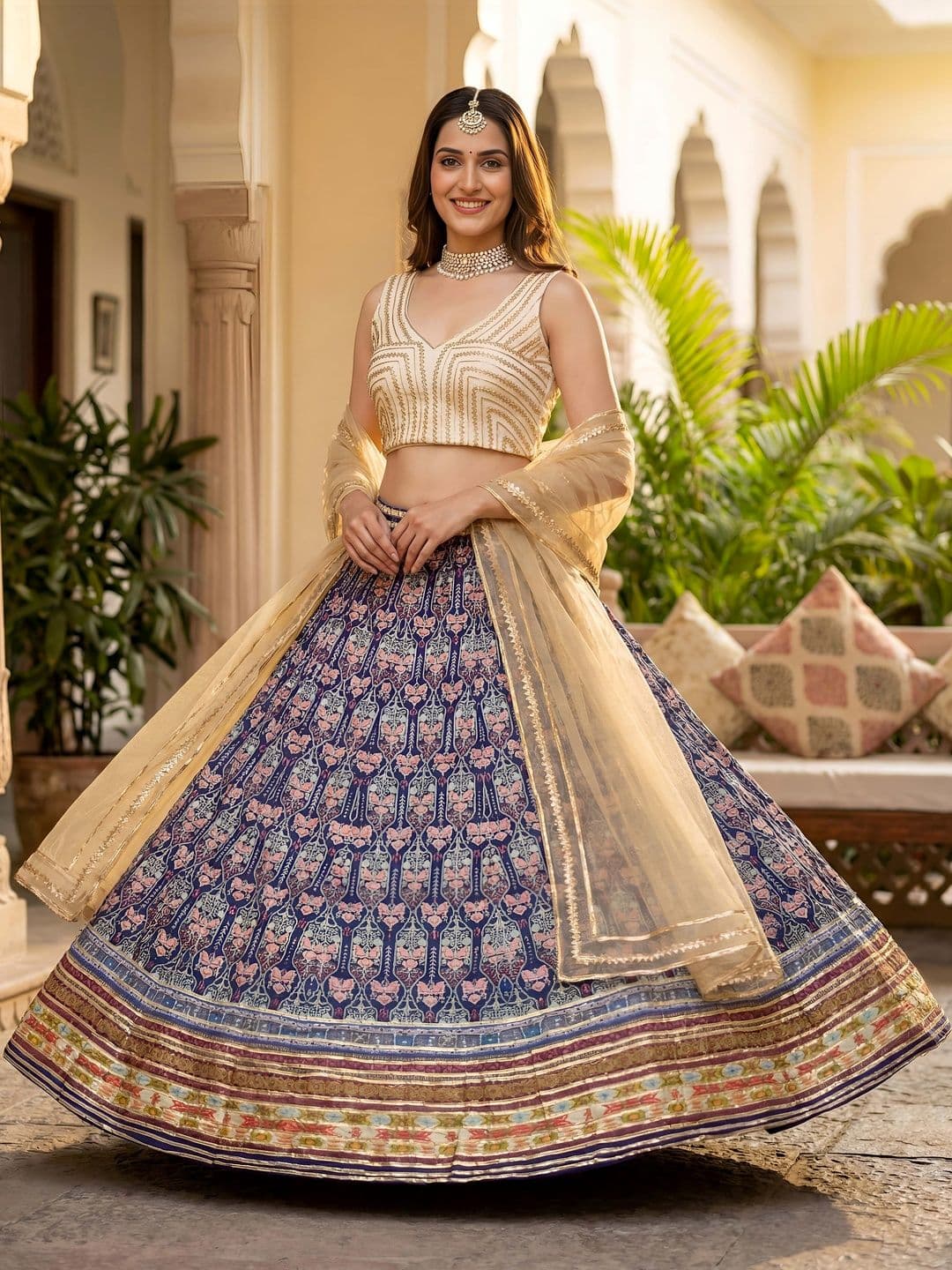 Zeel Clothing Embroidered Sequinned Semi-Stitched Lehenga & Unstitched Blouse With Dupatta - view 1
