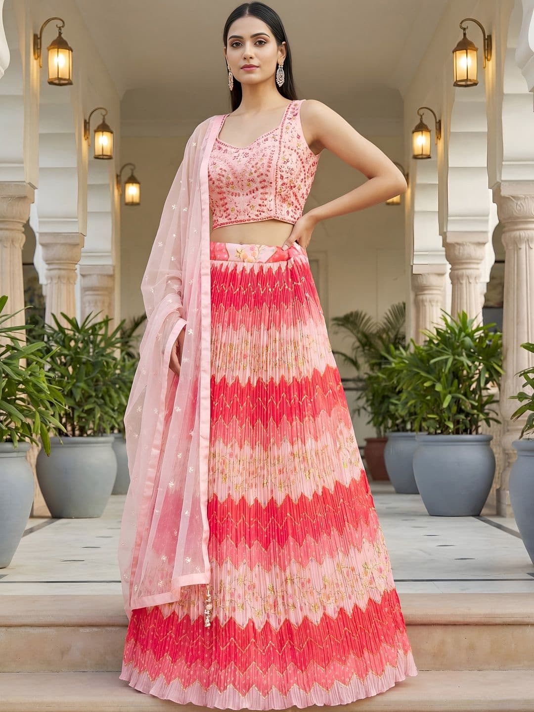 Zeel Clothing Embellished Sequinned Semi-Stitched Lehenga & Blouse With Dupatta - view 1