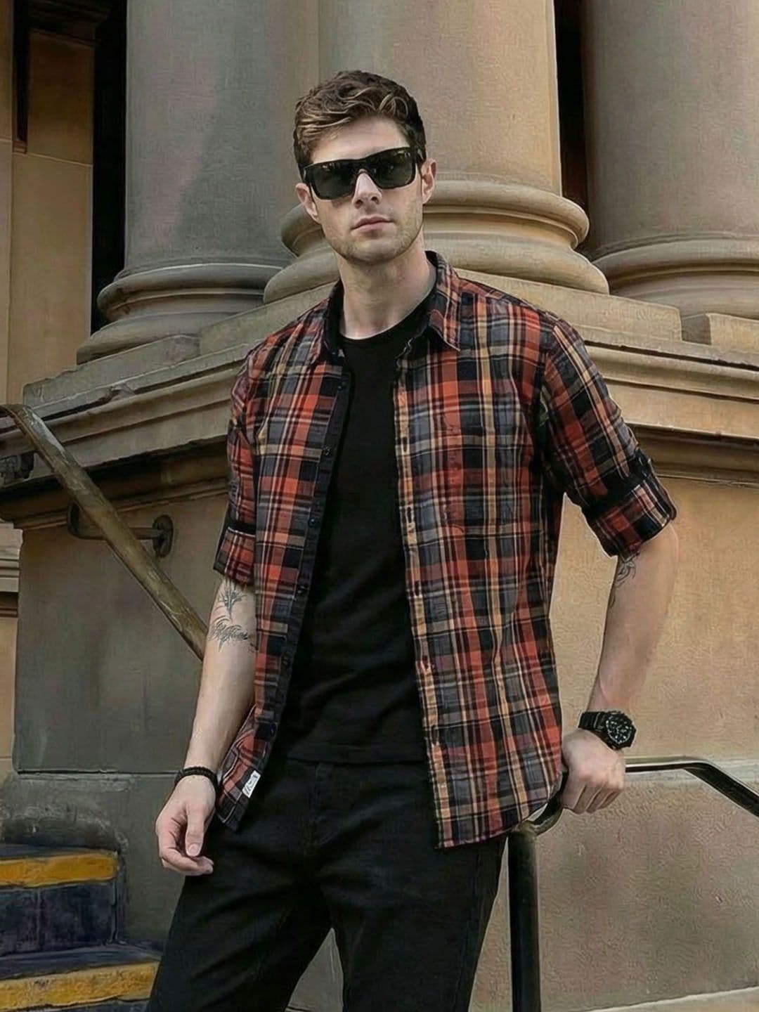 Roadster Men Tartan Checked Cotton Casual Shirt - view 1