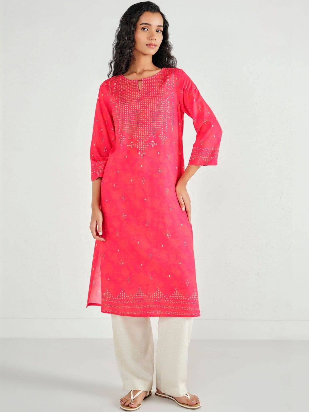 Global Desi Womens Charming Coral Kurta - view 1