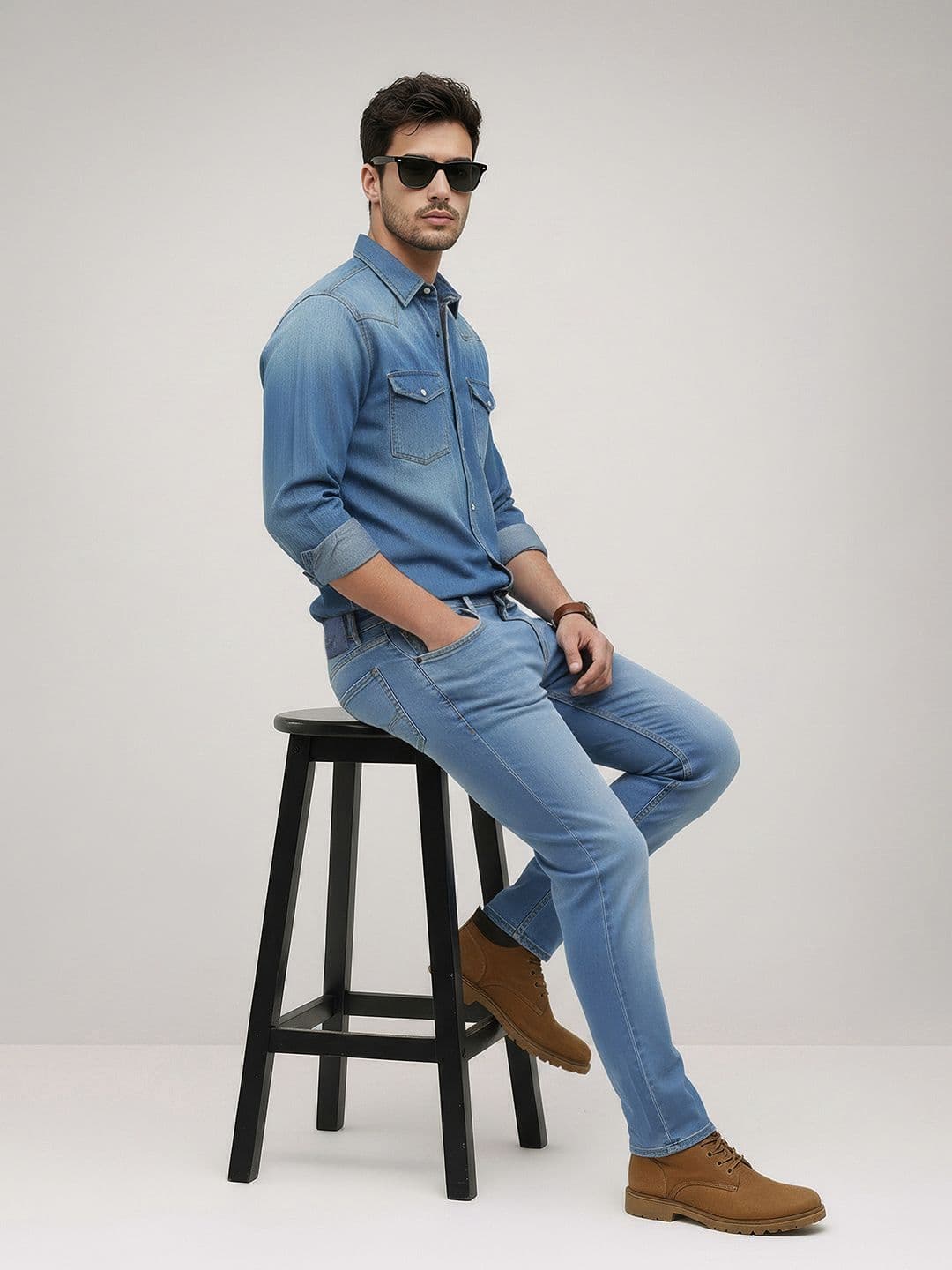 The Roadster Life Co. Men Slim Fit Heavy Fade Stretchable Jeans With Bag - view 1
