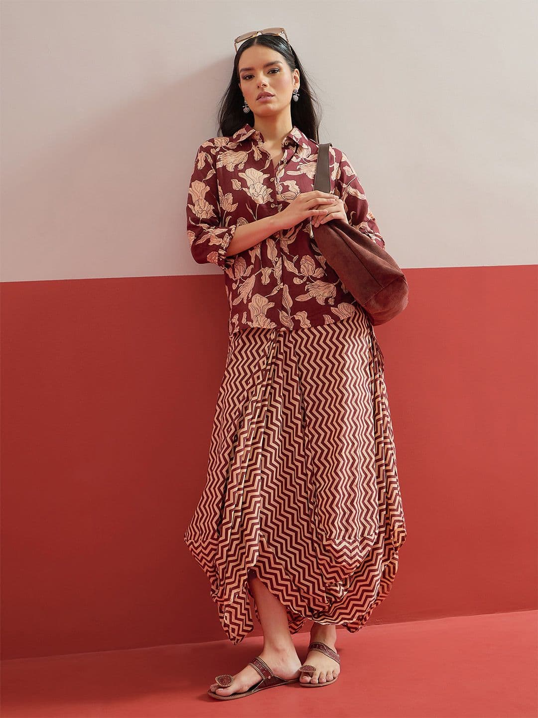 Shae by SASSAFRAS Bohemian Cotton Printed Shirt with Palazzos - view 1