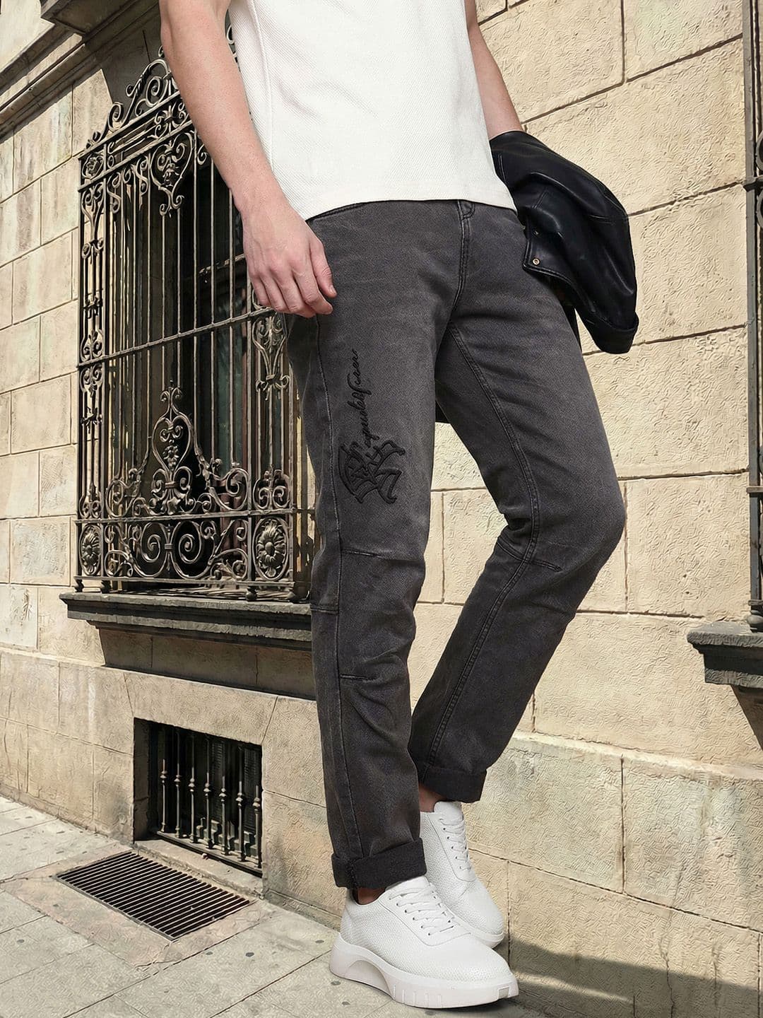 The Roadster Lifestyle Co. Men Biker Fit Embroidered Stretchable Jeans - view 1