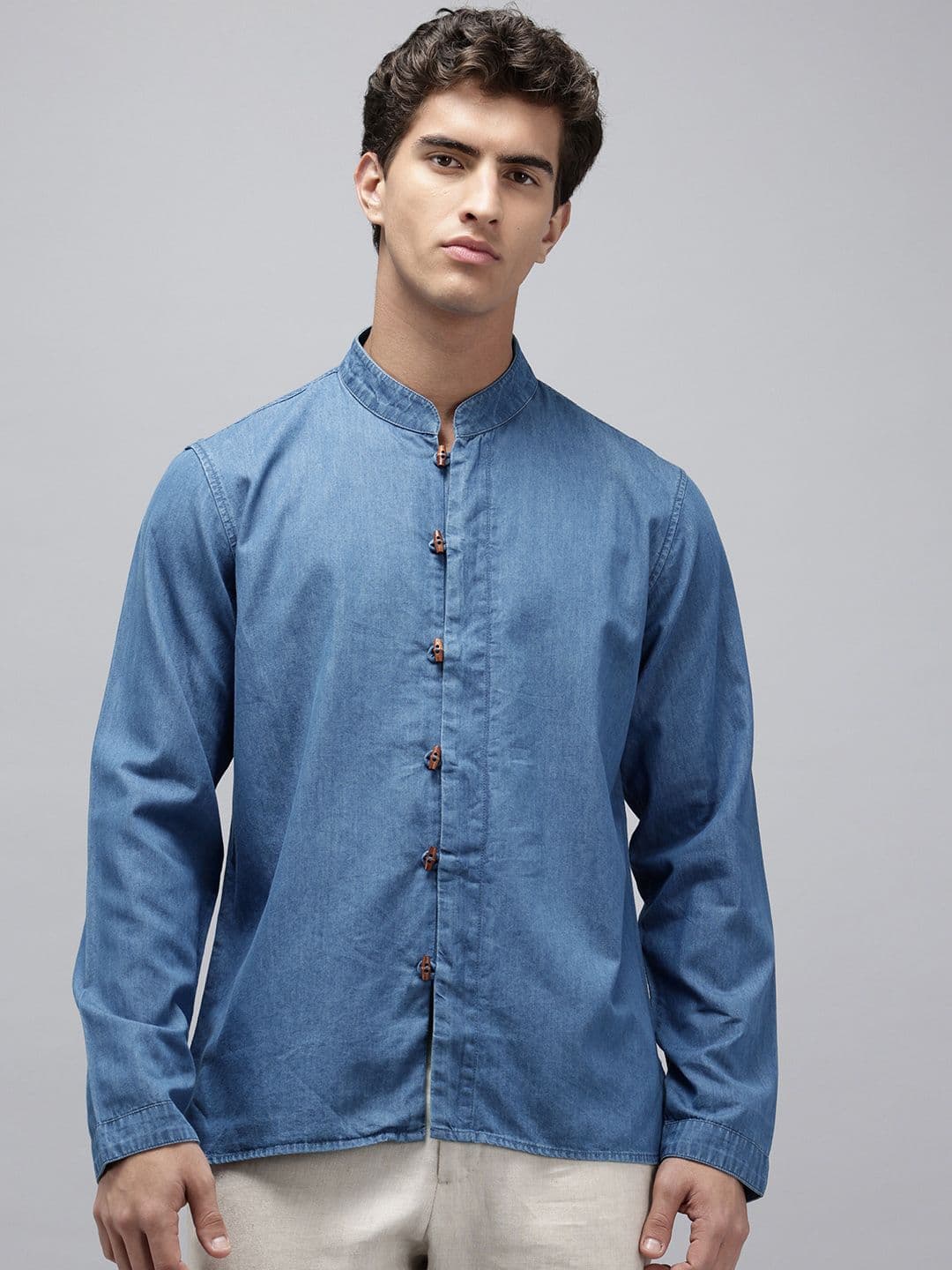 NAVNIV Band Collar Pure Cotton Kurta - view 1