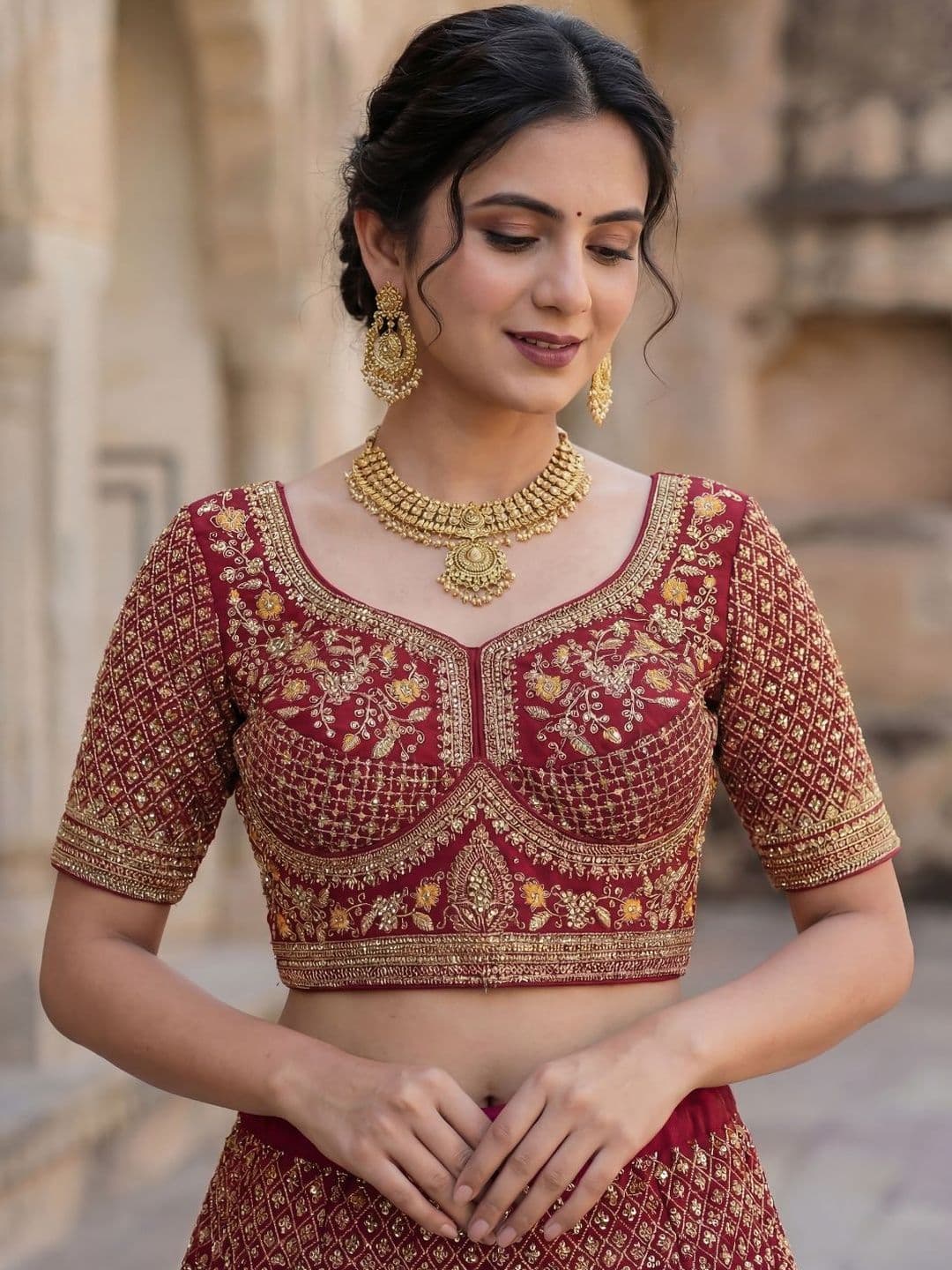 kasee Silk Embroidered Zari Saree Blouse - view 1