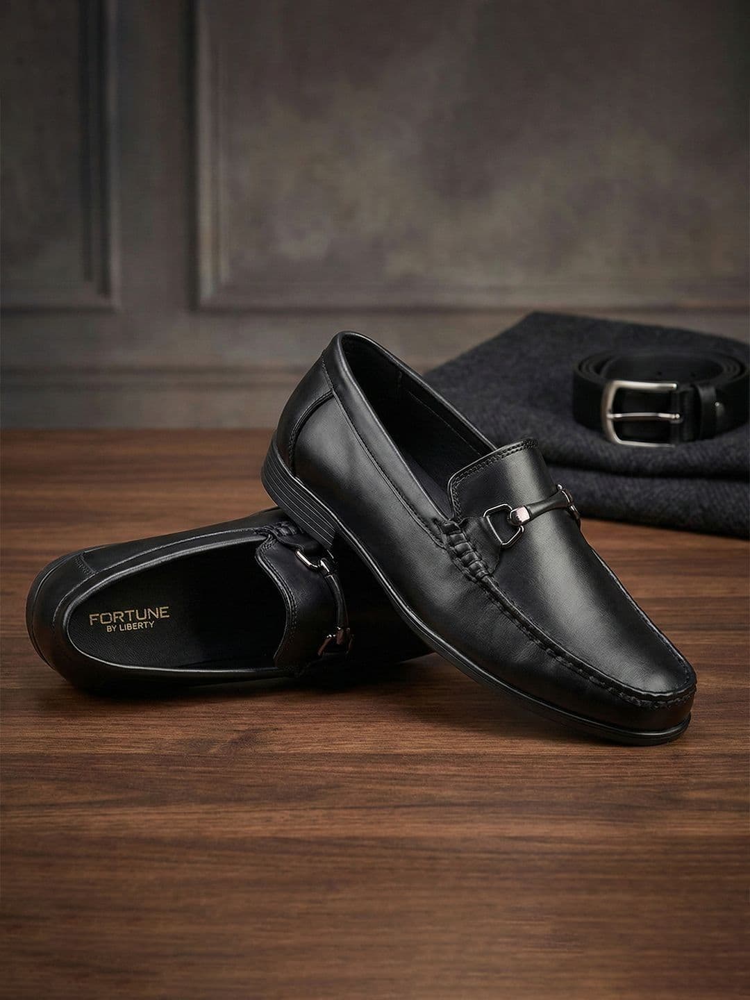 Liberty Fortune Men Black Slip-On Moccasin Soft Cushioned Formal Dress Shoes - view 1