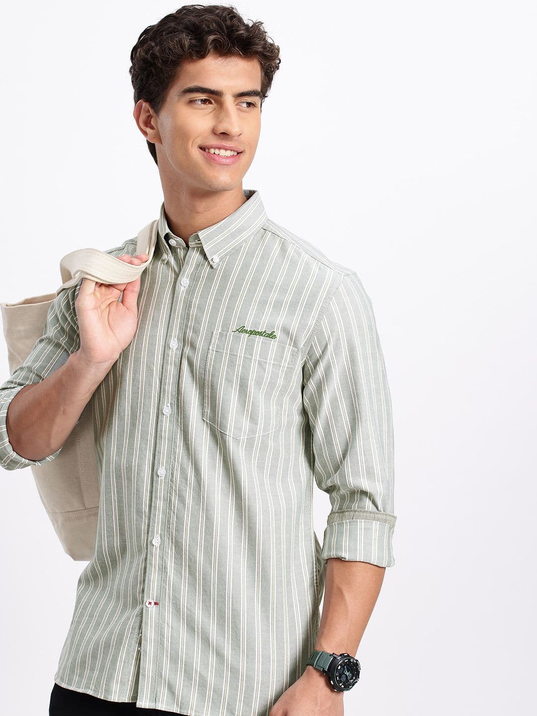 Aeropostale Striped Pure Cotton Casual Shirt - view 1