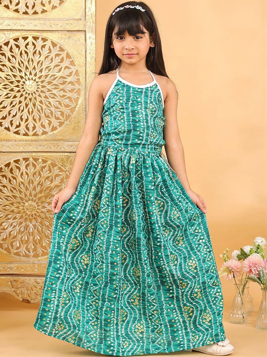 Here&Now X Kinder Kids Girls Printed Ready to Wear Lehenga & - view 1
