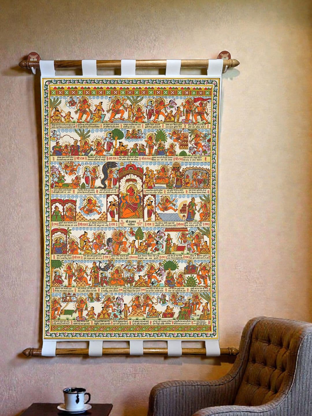 Tushaco Handicrafts Hanuman Chalisa scroll Canvas Wall painting - view 1