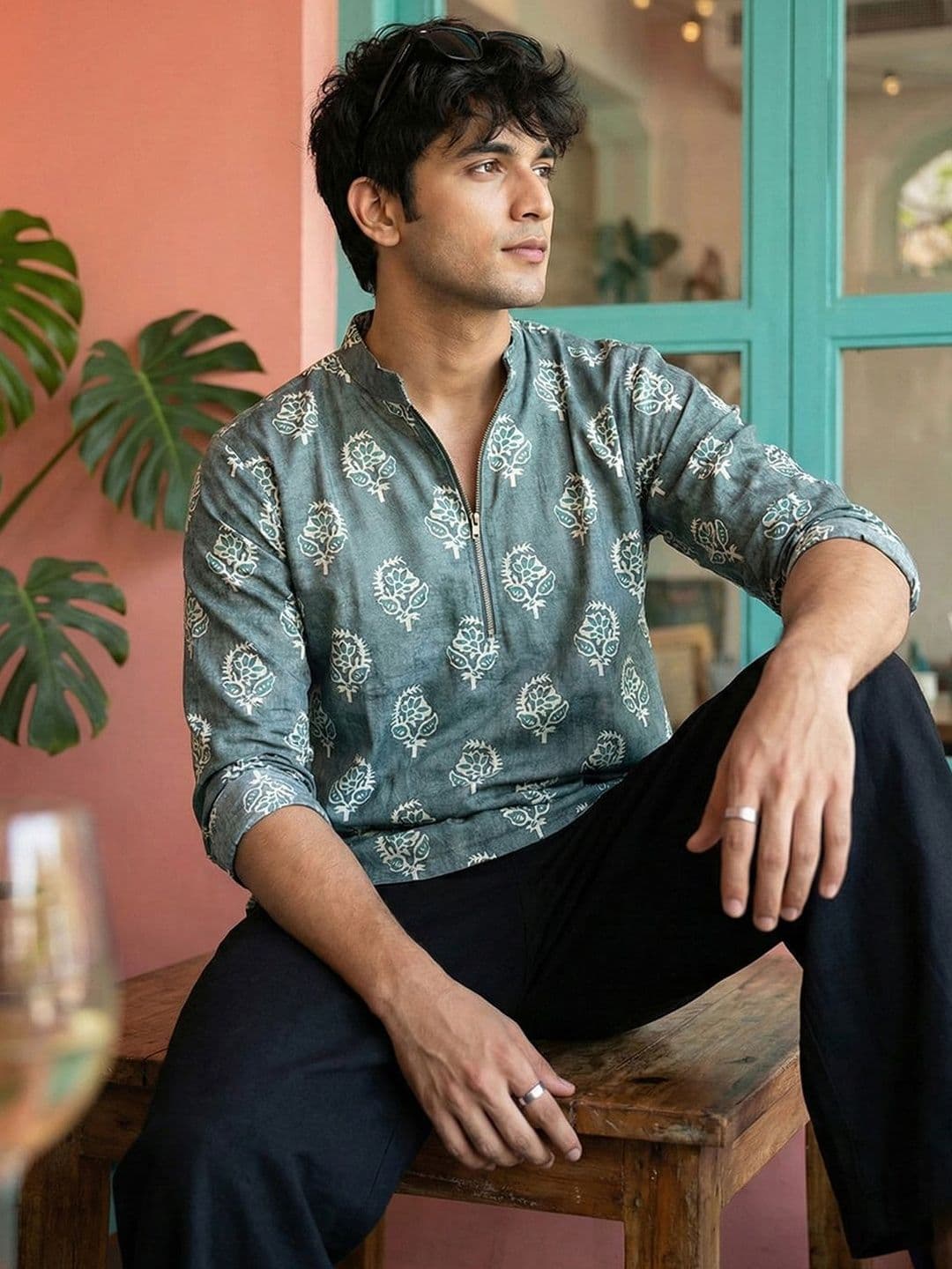 CHHAAP Block Polyester Floral Straight Above Knee Kurta - view 1