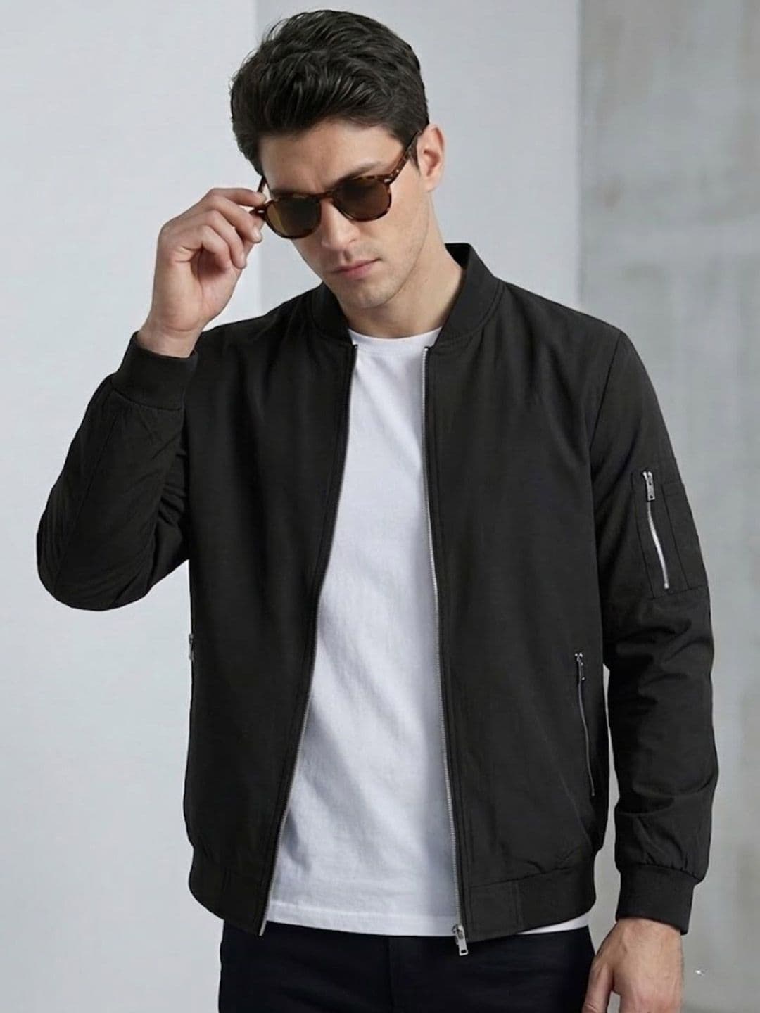 CARABA Men Stand Collar Lightweight Bomber Jacket