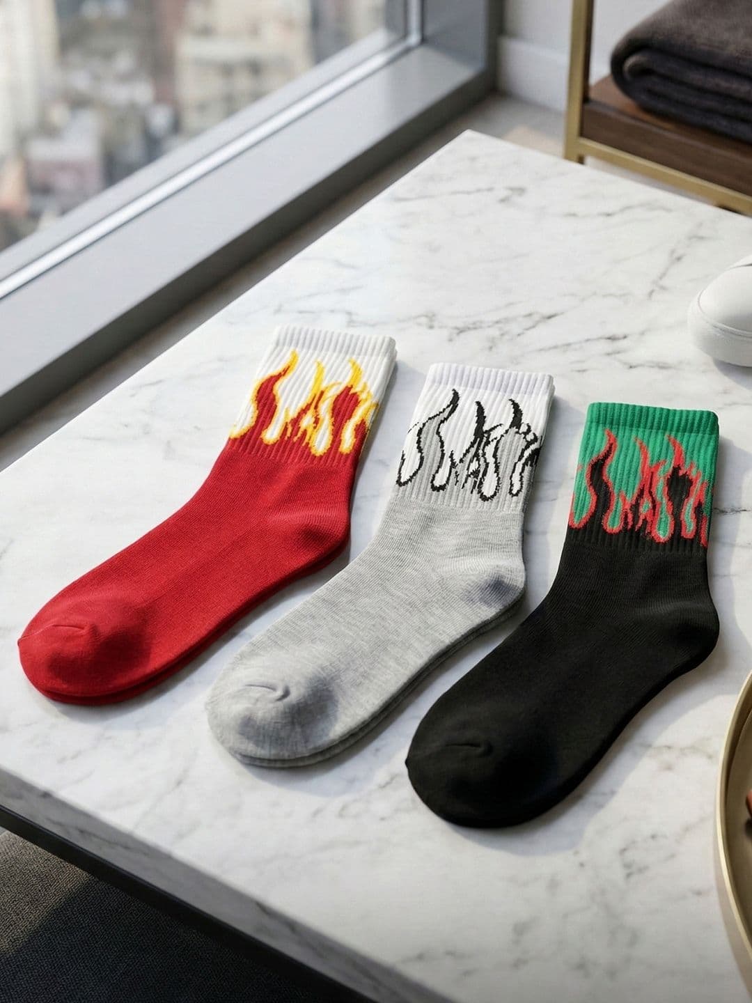 Moda Rapido Men Pack of 3 Cotton Blend Patterned Above Ankle Socks - view 1