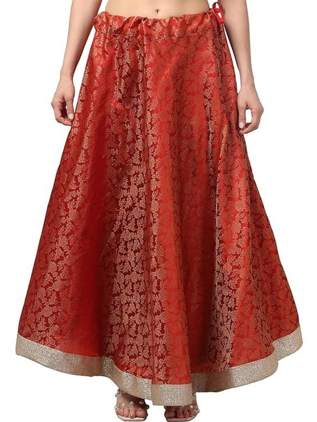 KGFONECLOTH Women Satin Maxi Flared Skirt - view 1