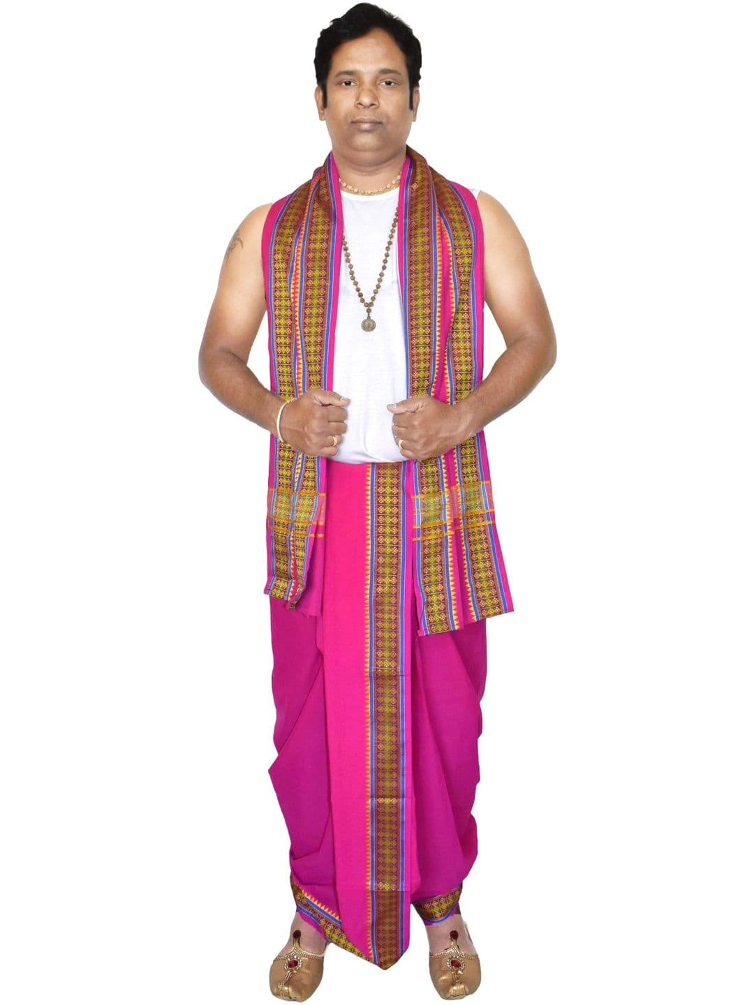TUNI MANI Men Cotton Unstitched Panchakacham Dhotis 9X5 with Angavasthram - view 1