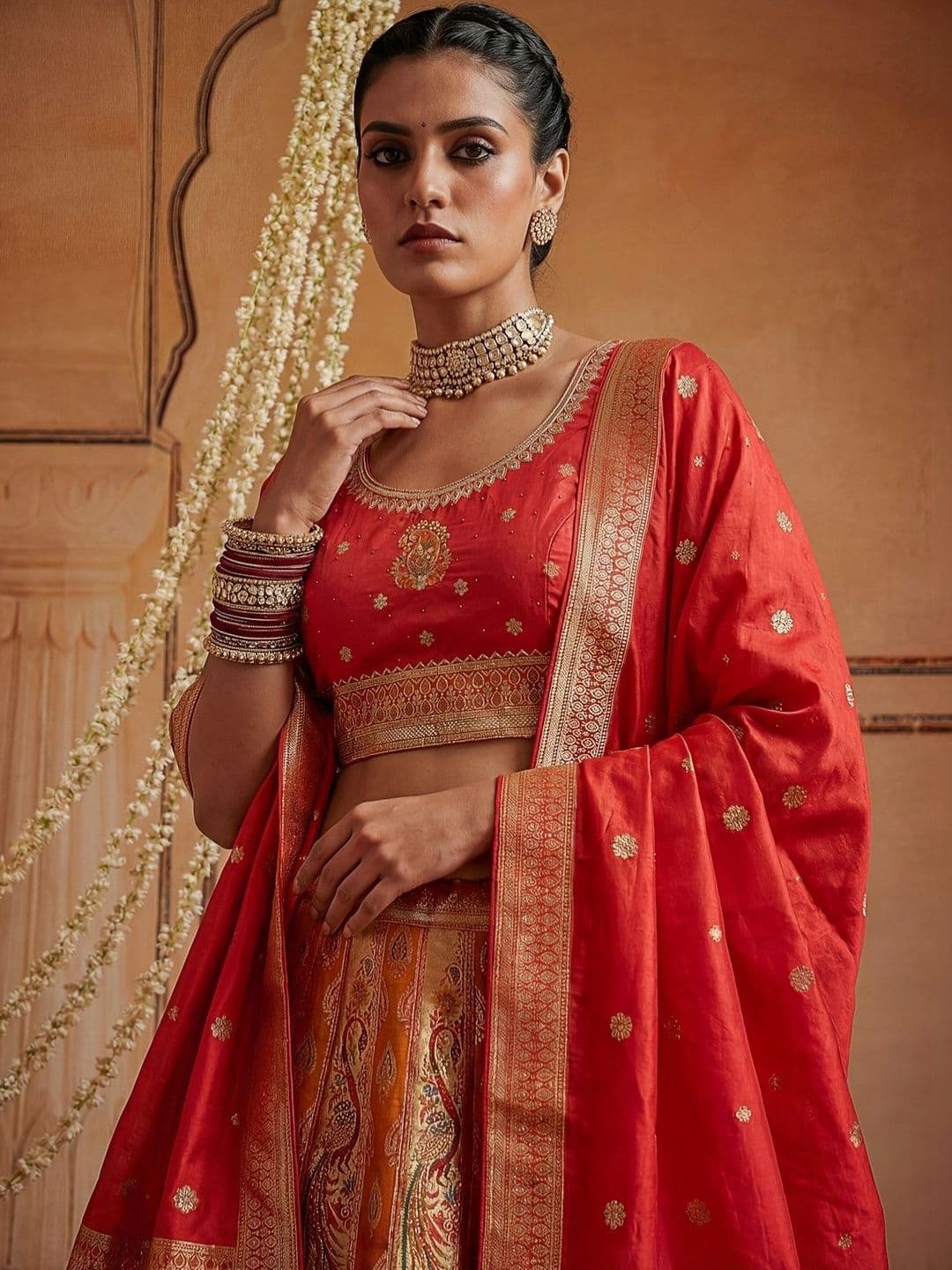 KRISHREE Semi-Stitched Lehenga & Unstitched Blouse With Dupatta - view 1