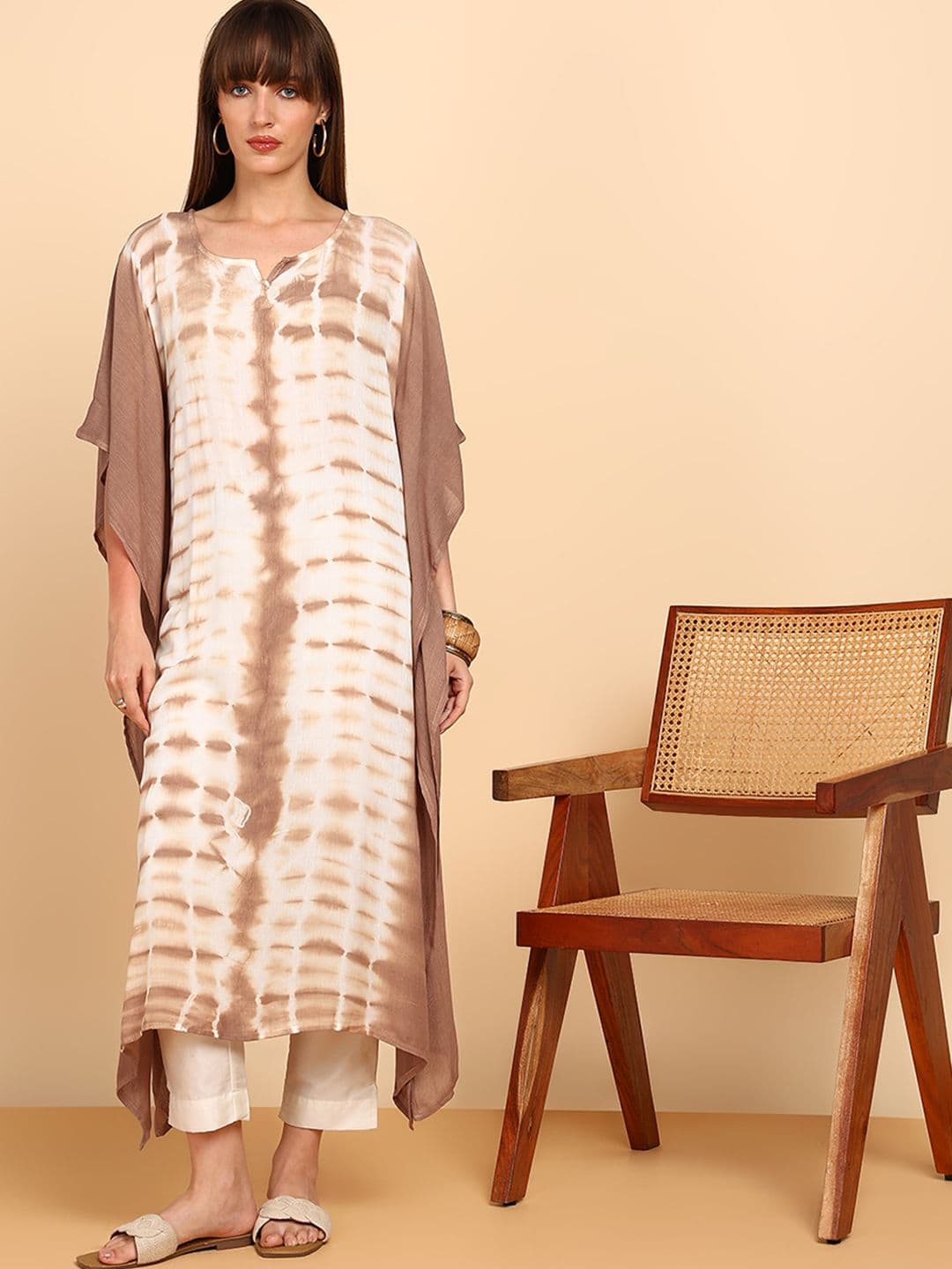 CORSICA Women Hand Tie Dye Rayon Crepe Kaftan Kurta - view 1