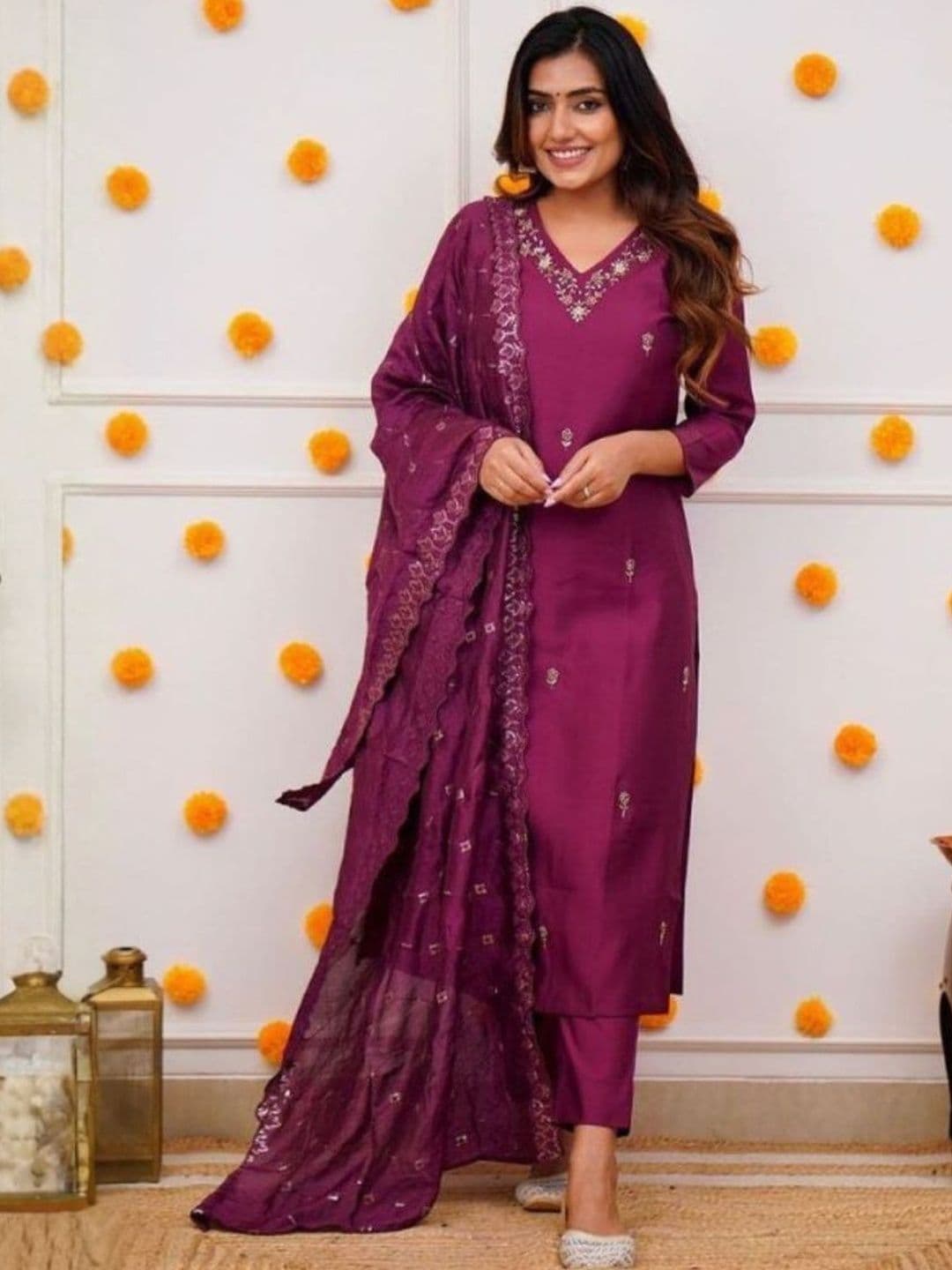 Kesudi Women Embroidered Kurta with Trousers & With Dupatta - view 1