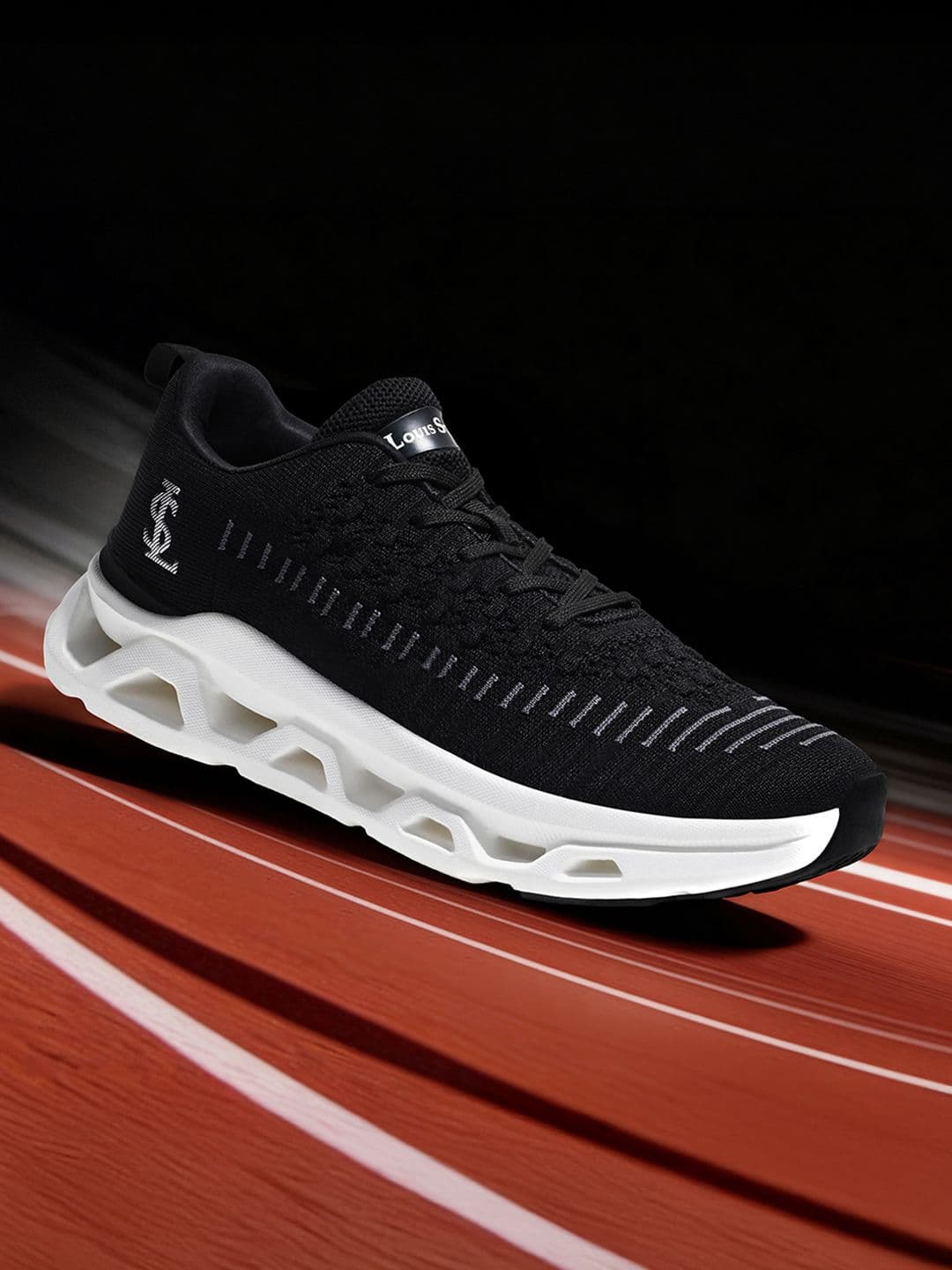 LOUIS STITCH Men's Thunder Black Lightweight Knitted Athleisure Sport Shoes - view 1
