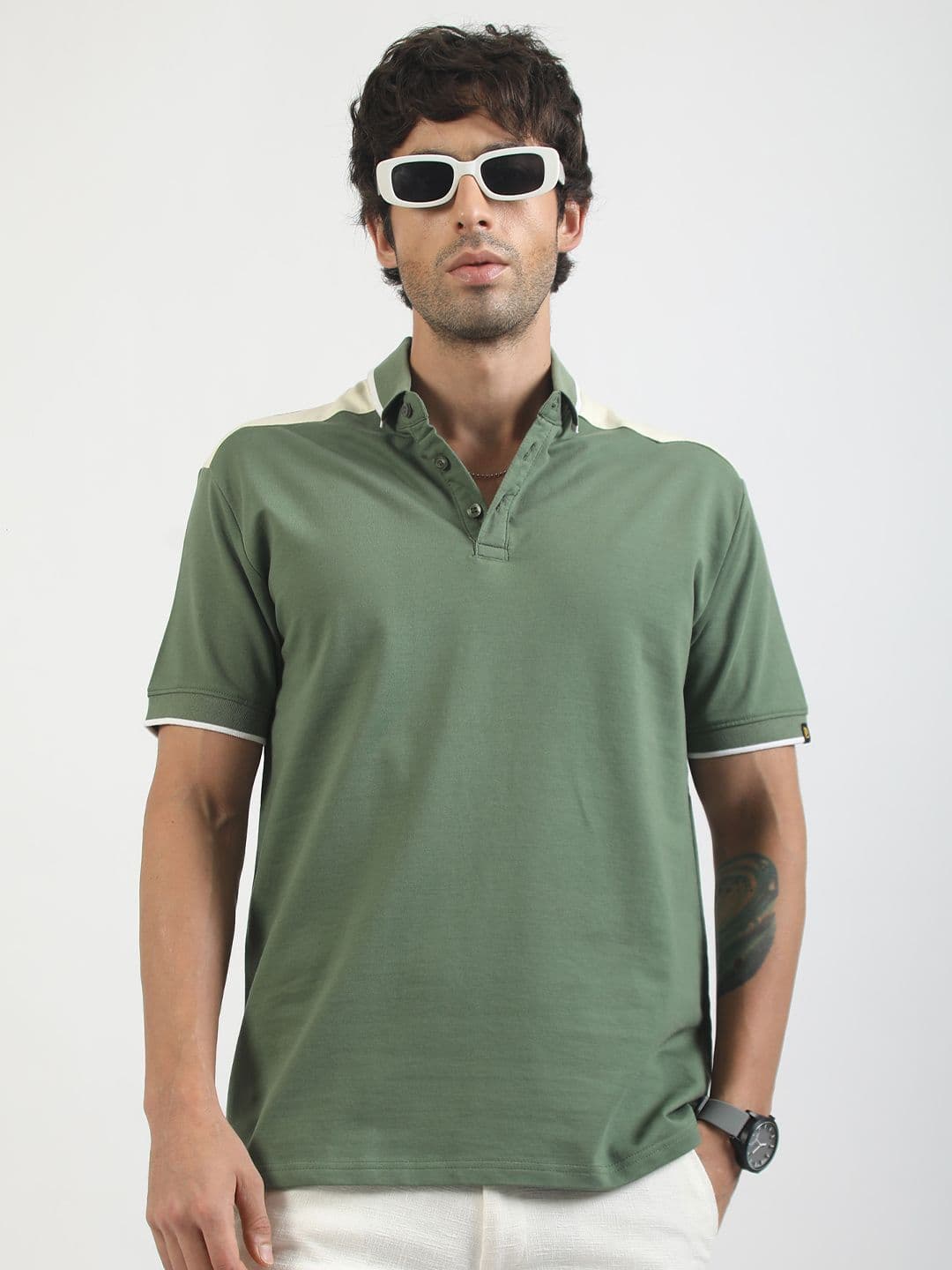 Maniac Men Colourblocked Polo Collar T-shirt - view 1