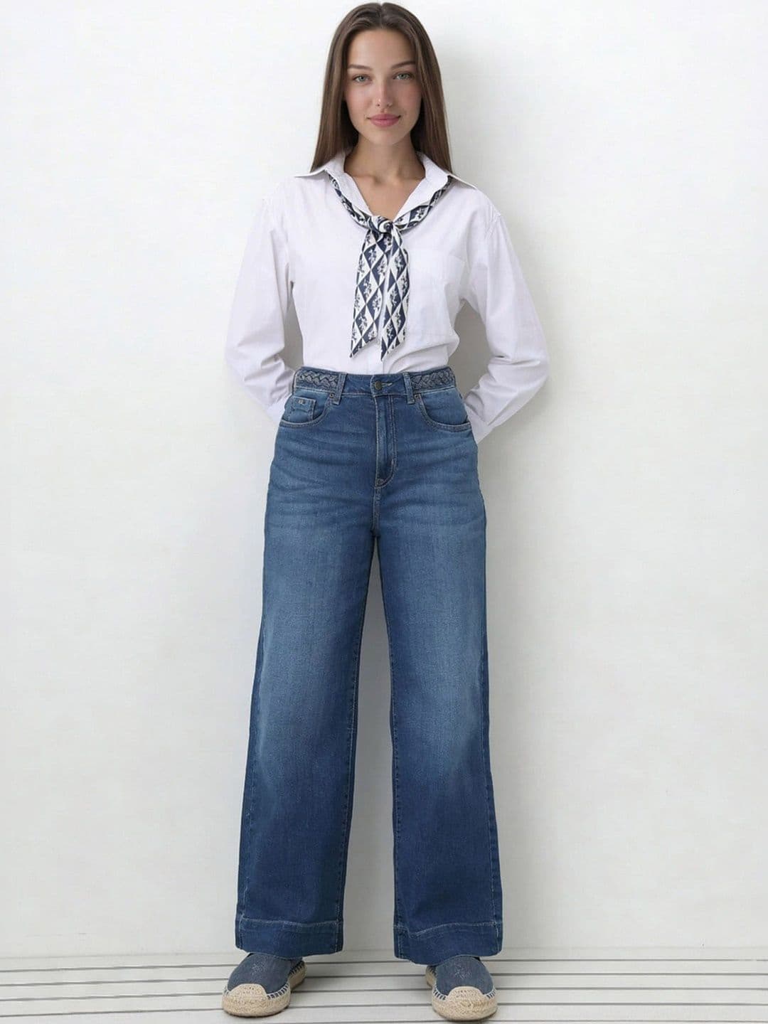 U.S. Polo Assn. Women Wide Leg High-Rise Light Fade Cotton Stretchable Jeans - view 1
