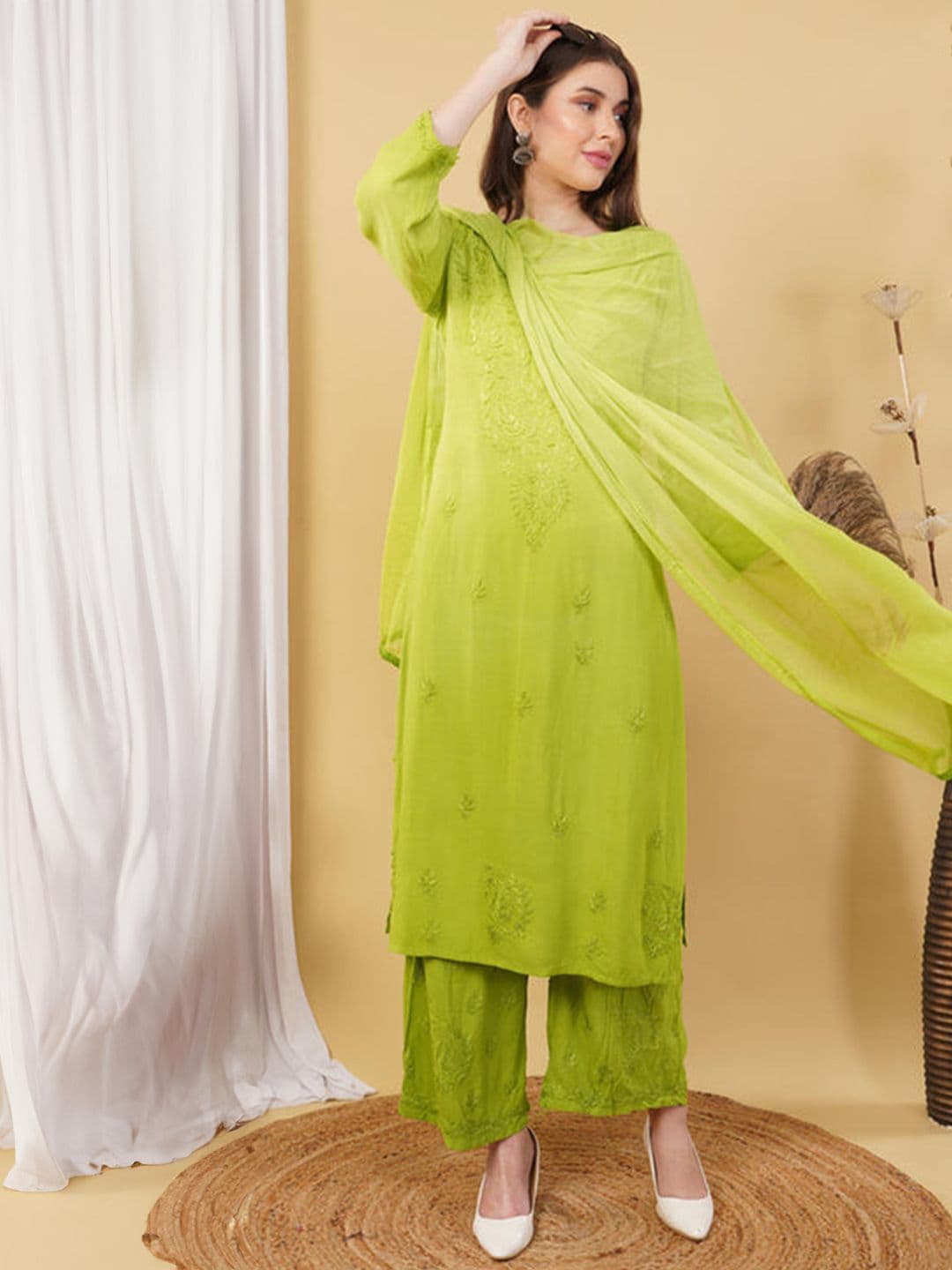 Classikari Women Embroidered Kurta with Palazzos - view 1