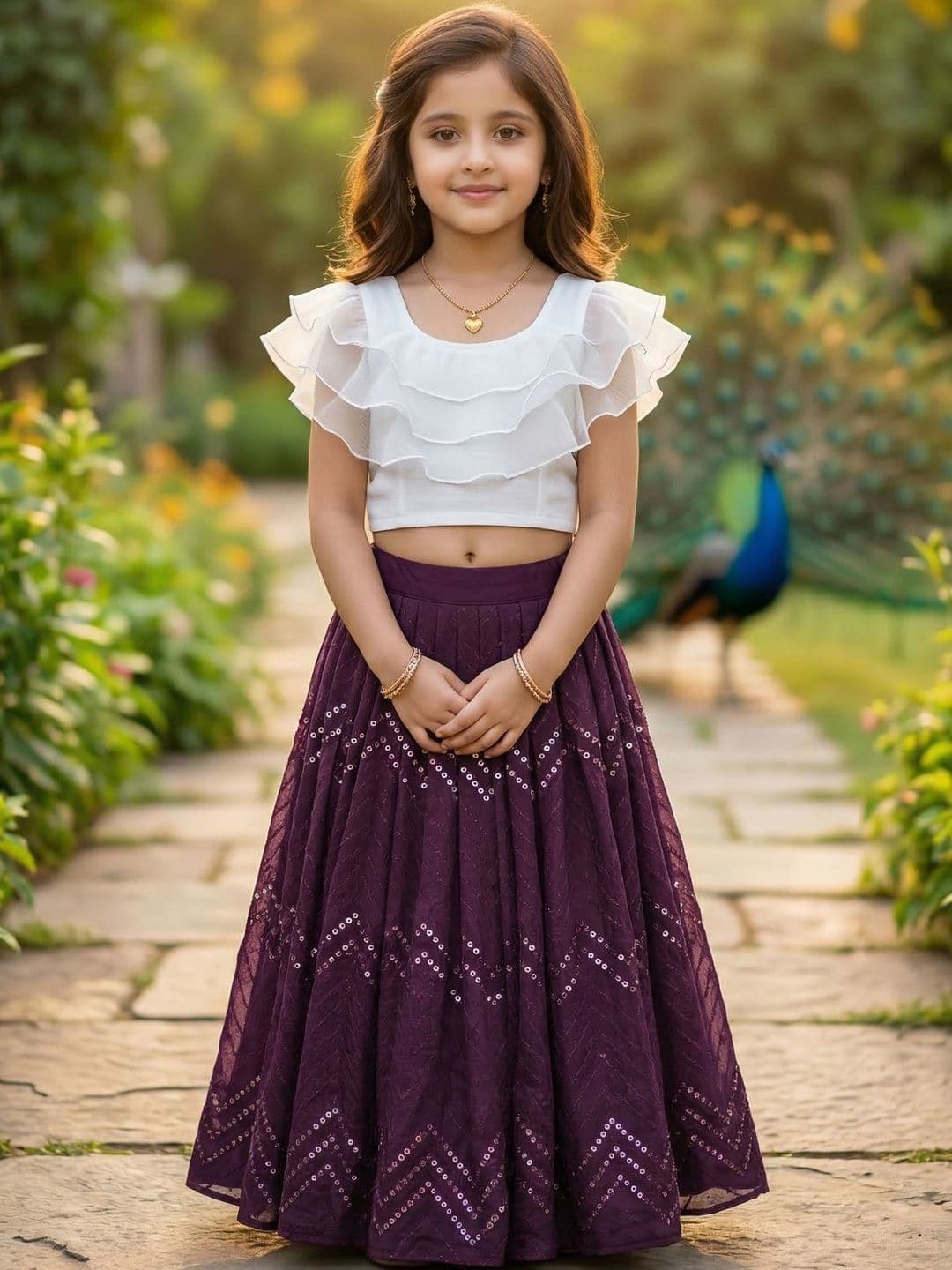 KALINI Girls Embellished Sequinned Ready to Wear Lehenga & Top - view 1