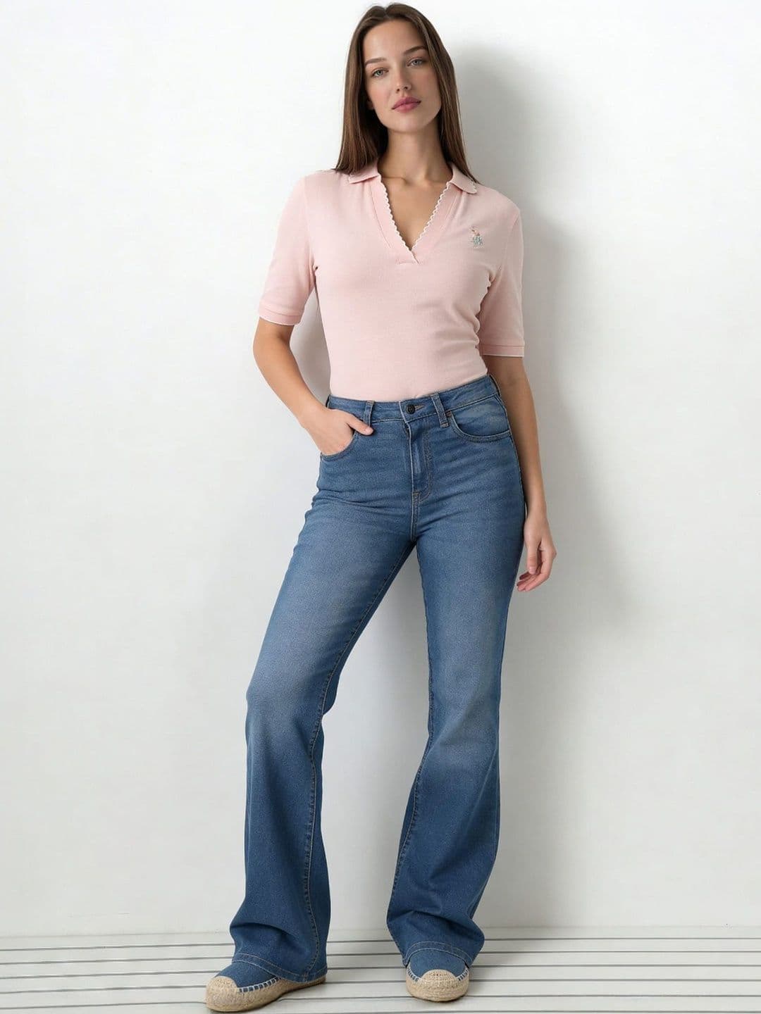 U.S. Polo Assn. Women Regular Fit High-Rise Light Fade Cotton Stretchable Jeans - view 1