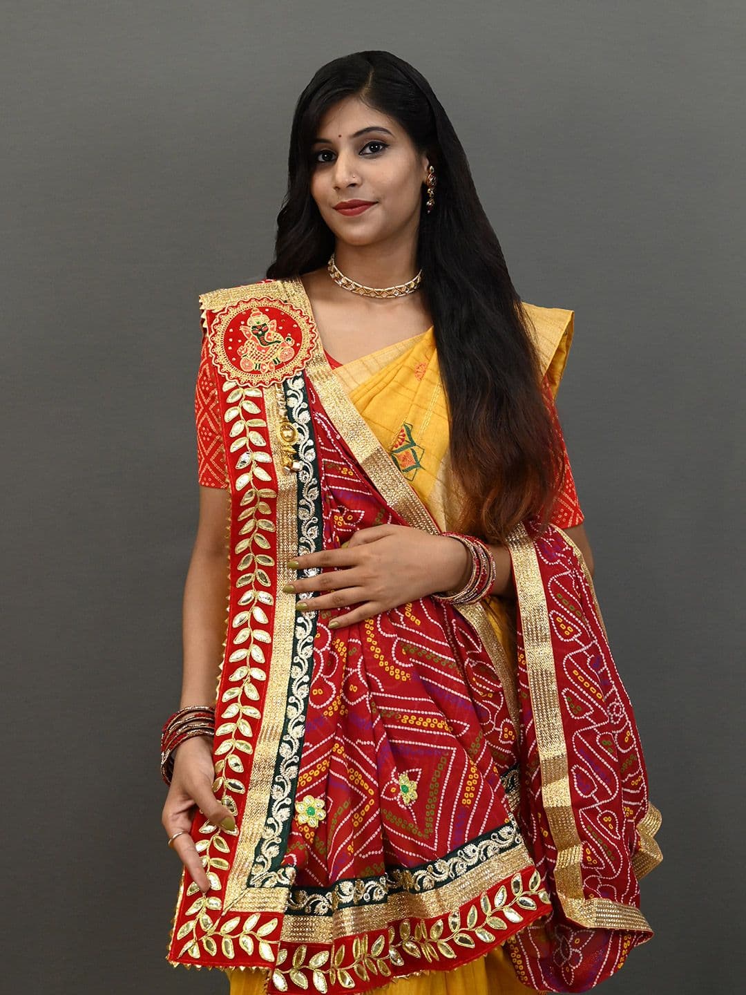 Ranisatiya creation Bandhani Printed Gotta Patti Dupatta - view 1