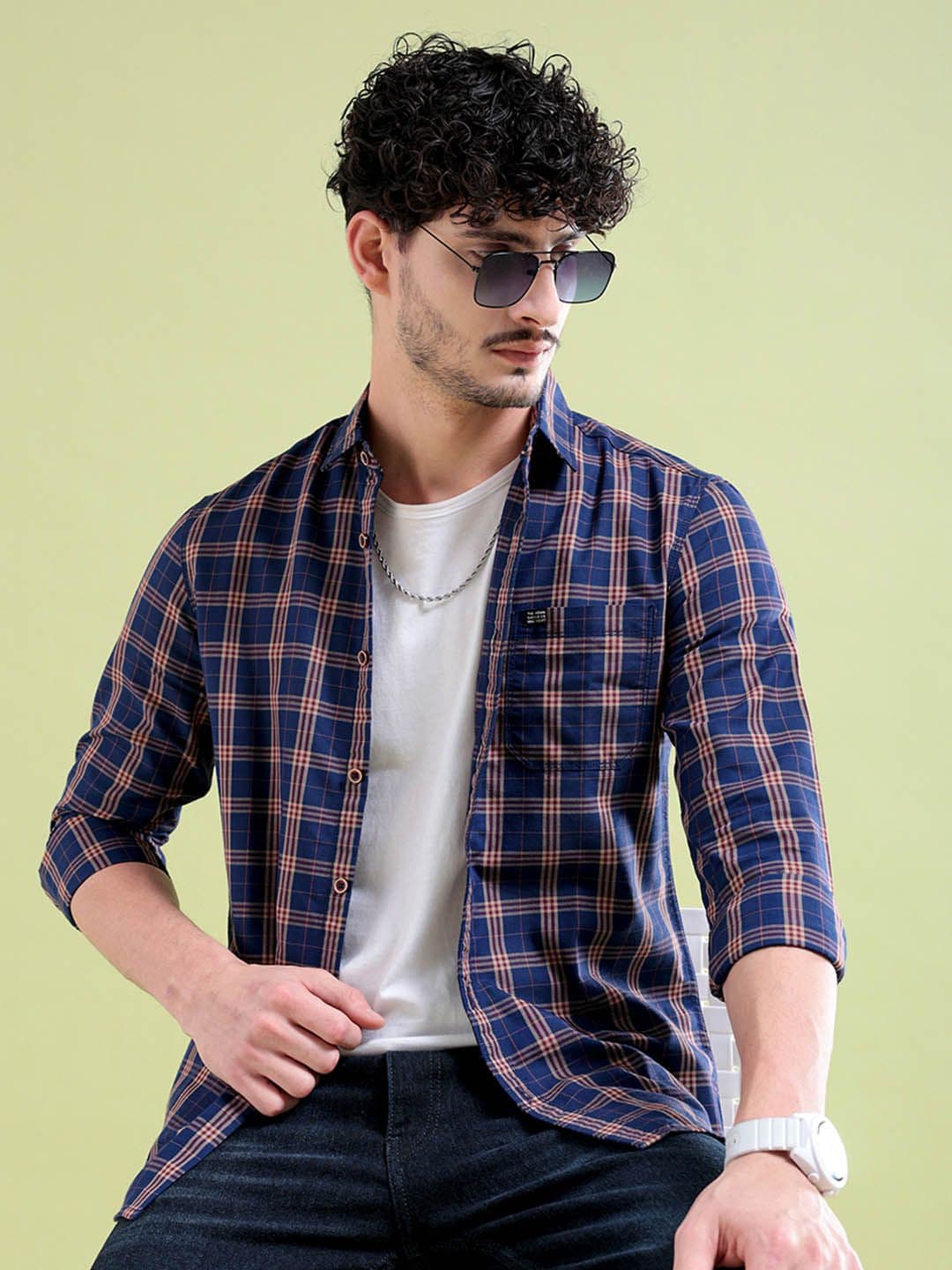 The Indian Garage Co Men Tartan Checks Opaque Checked Casual Slim Fit Shirt - view 1
