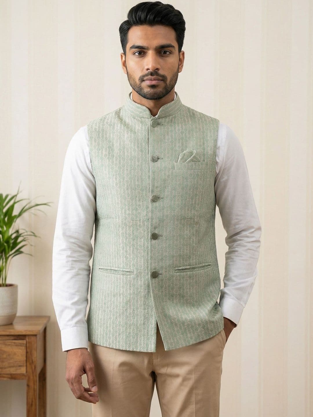 HERE&NOW Printed Woven Nehru Jackets - view 1