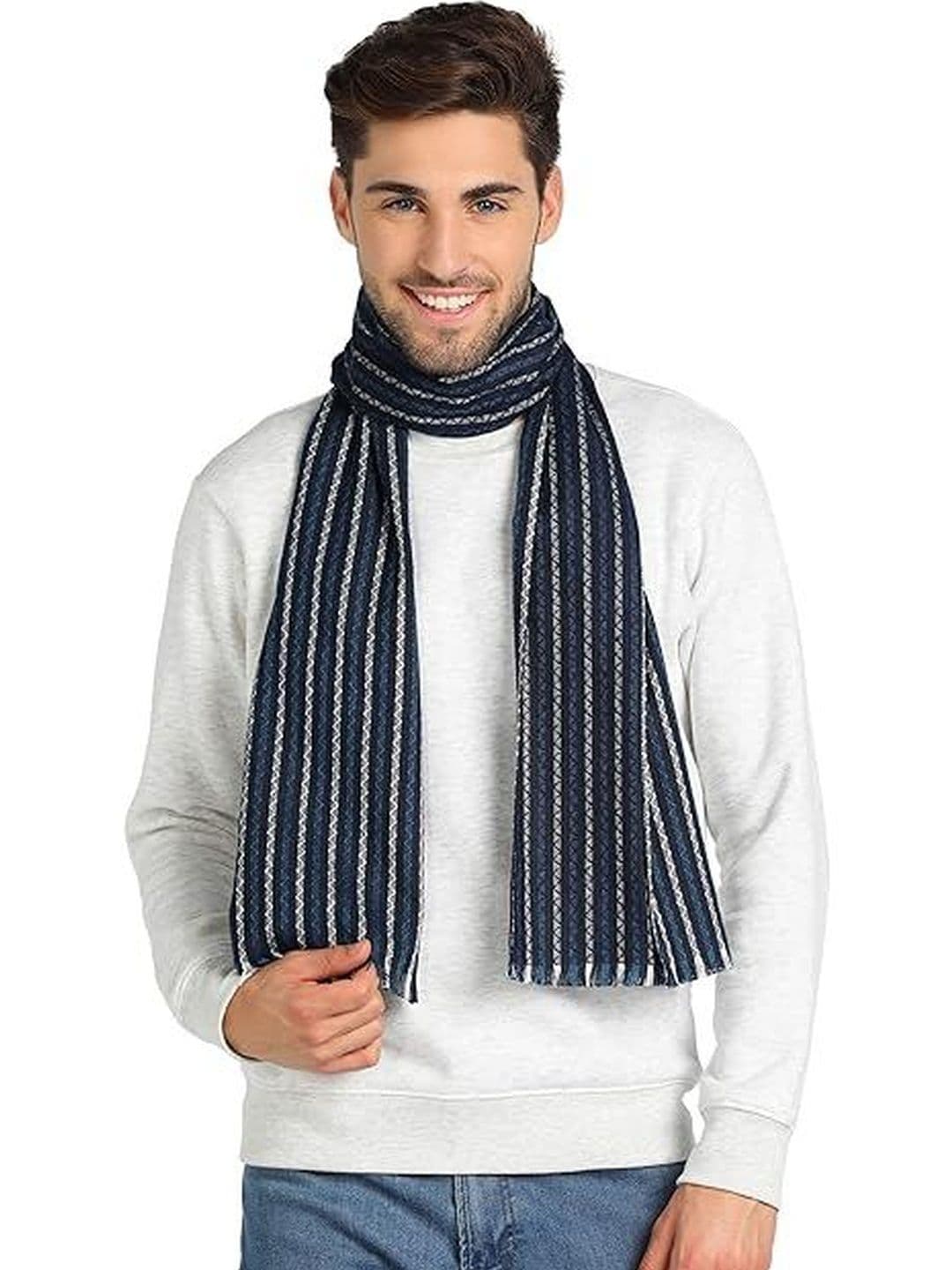 ESSENTIELE Men Striped Acrylic Mufflers - view 1
