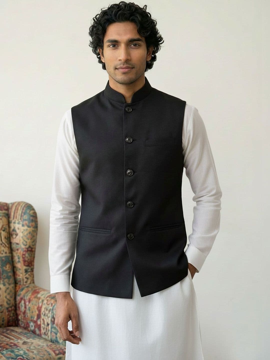 HERE&NOW Woven Nehru Jackets - view 1