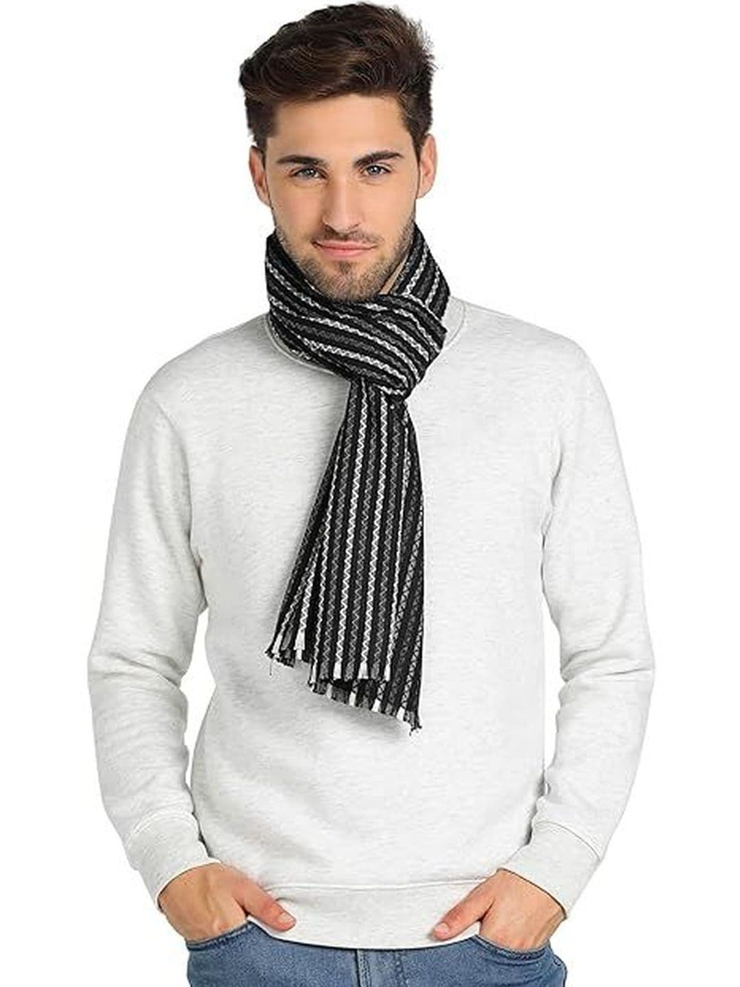 ESSENTIELE Men Striped Acrylic Mufflers - view 1