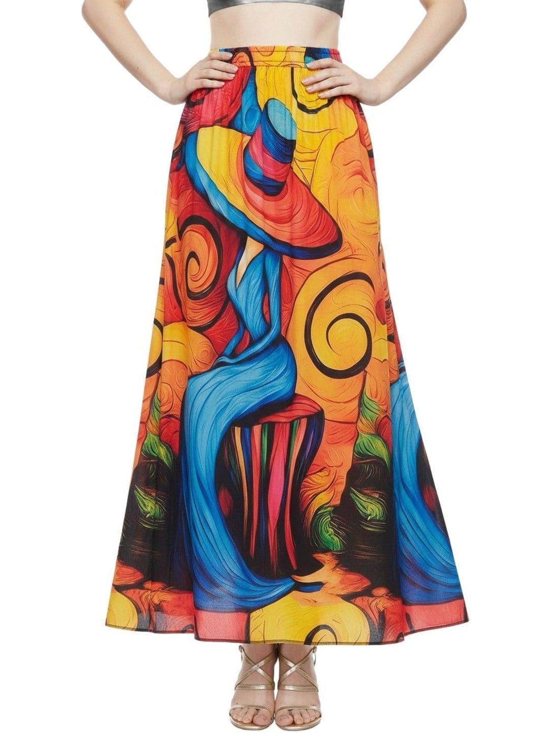 Vagisha Women Abstract Maxi Flared Skirt - view 1